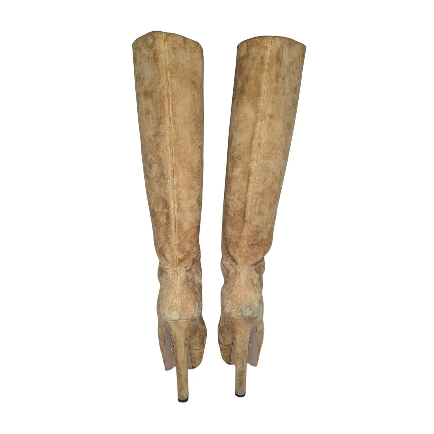 Gucci Leila Suede Knee-High Platform Boots 40.5