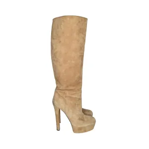 Gucci Leila Suede Knee-High Platform Boots 40.5