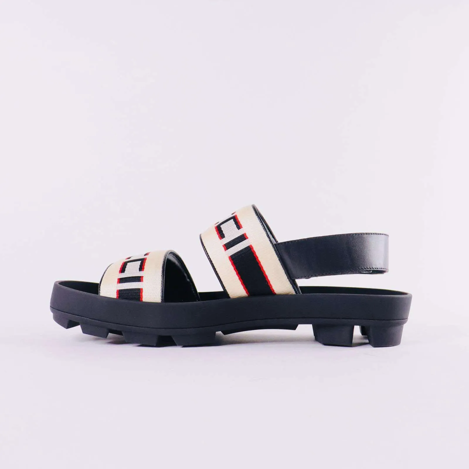 GUCCI Nylon Cirano Lux Stripe Mens Cleat Sole Slingback Sandals