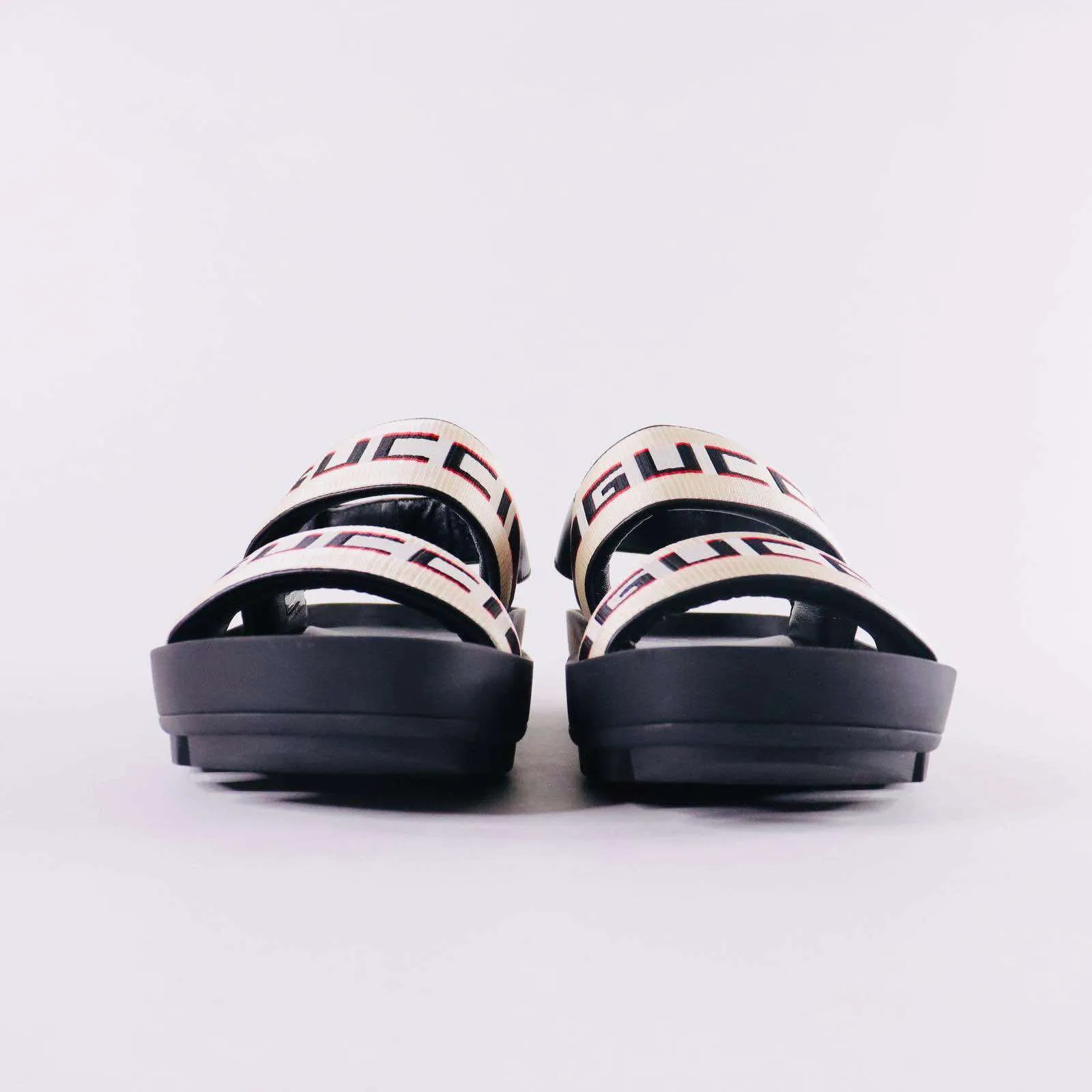 GUCCI Nylon Cirano Lux Stripe Mens Cleat Sole Slingback Sandals