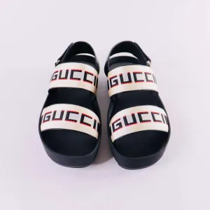GUCCI Nylon Cirano Lux Stripe Mens Cleat Sole Slingback Sandals