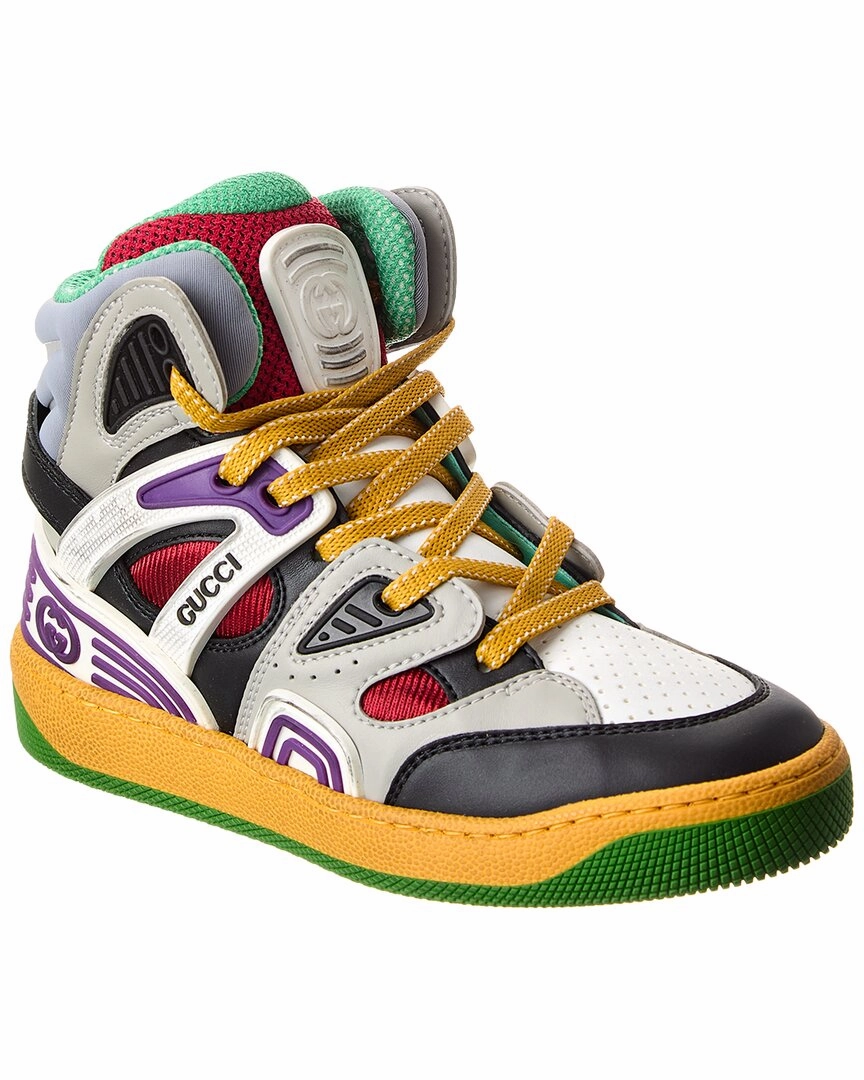 Thermoplastic Plate Gucci Basket Leather & Mesh Sneaker