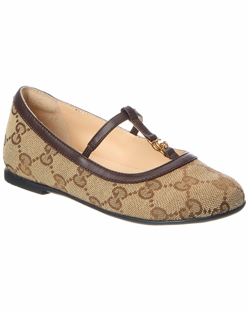 Gucci GG Canvas & Leather Flat Curved Heel Construction