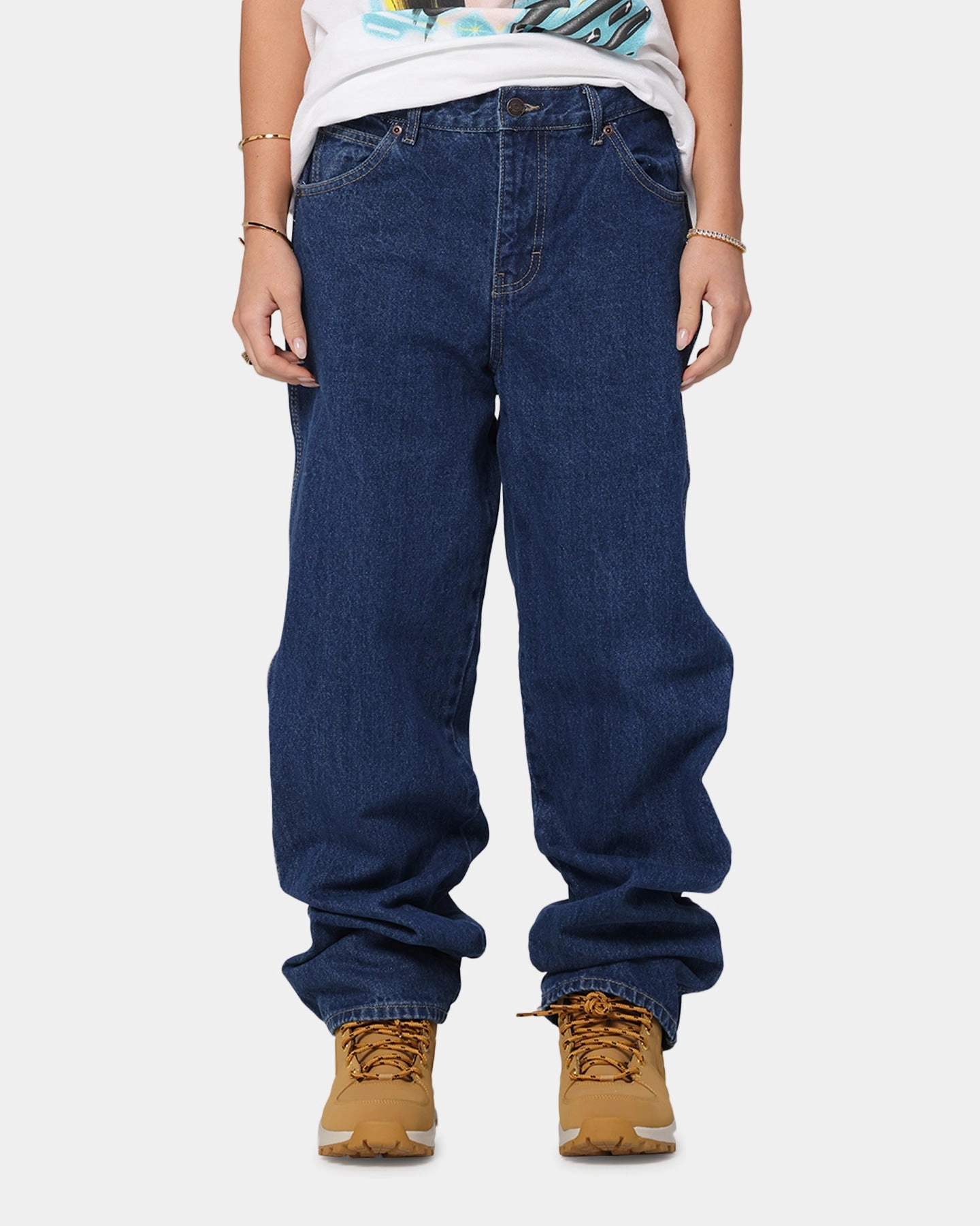 Dickies Relaxed Straight Denim Jeans Stone Washed Indigo Cozy Style