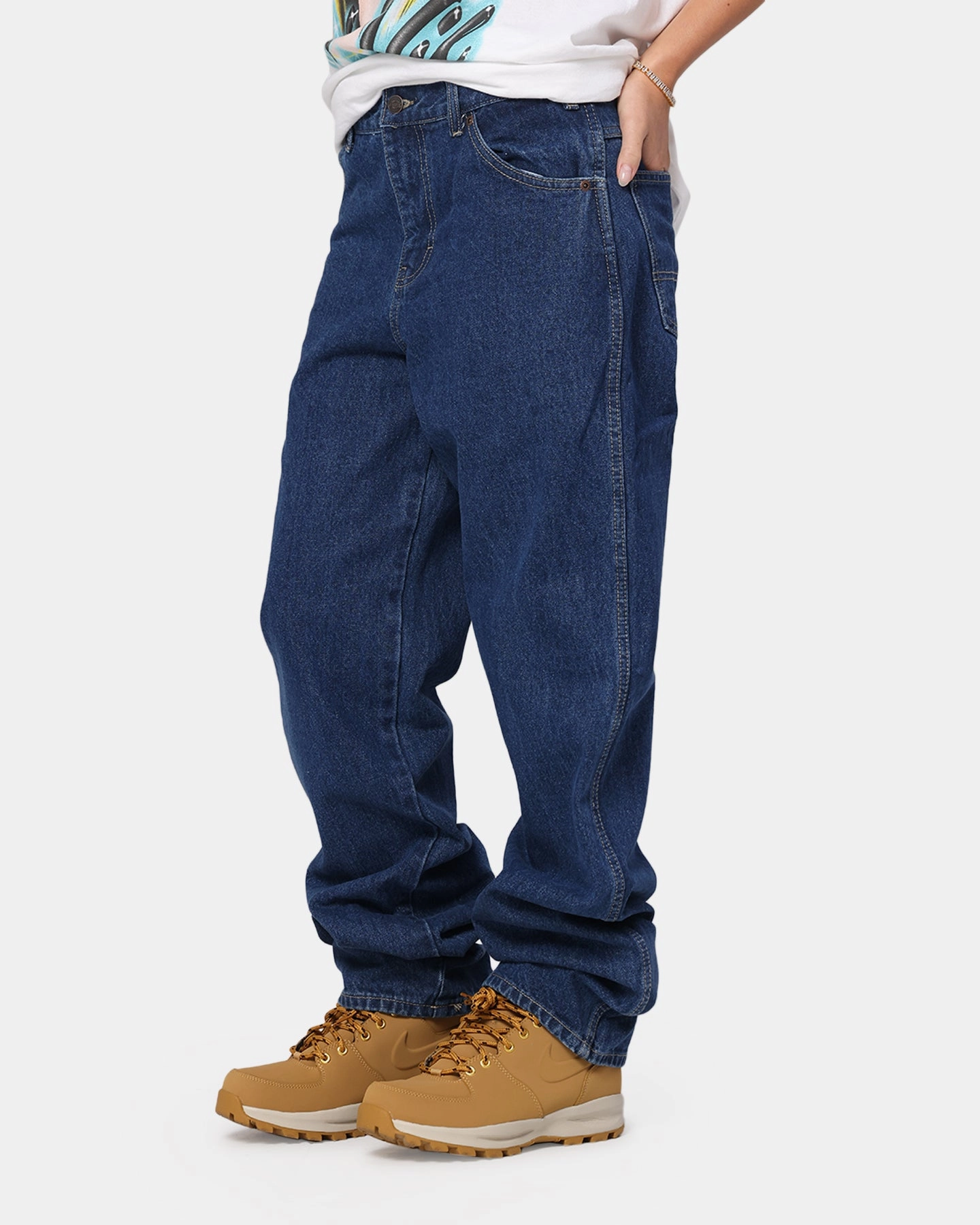 Dickies Relaxed Straight Denim Jeans Stone Washed Indigo Urban Wear