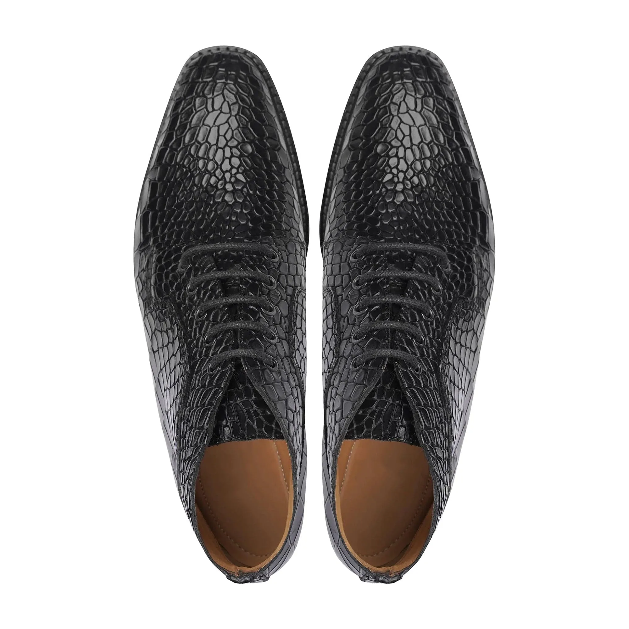 Handmade Custom Crocodile Pattern Calf Leather Black Dress Chukka Boots For Men