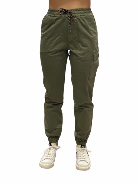 Hangar93 Pantalone militare in cotone con 1 tasca laterale Z2641J MIL02 verde army Flexible Motion Fit