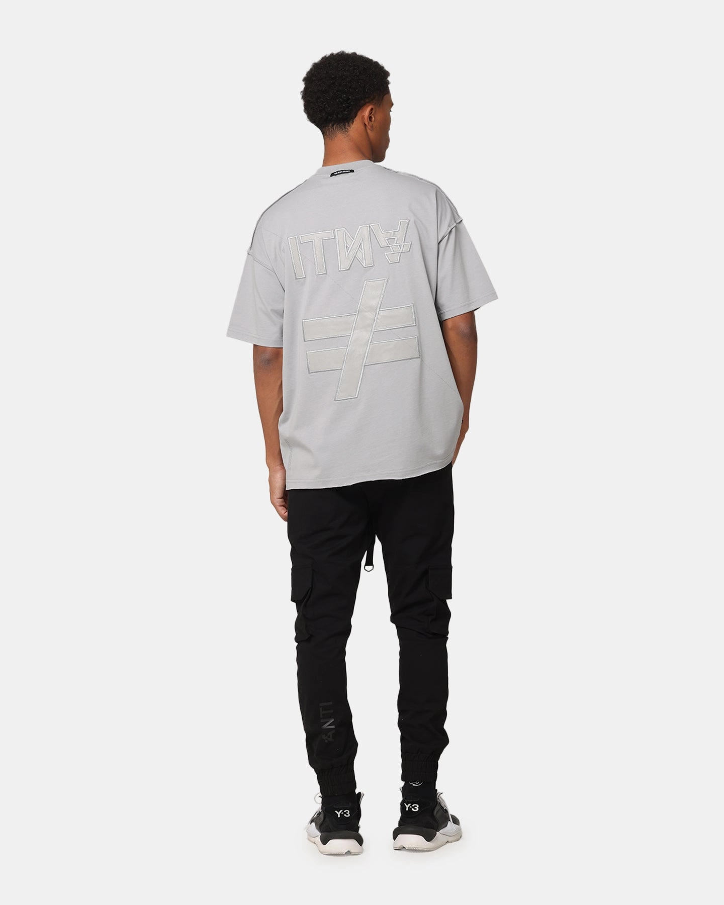 High Density Weave Casual Touch The Anti Order Symbolism Non Seam Oversized T-Shirt Gray