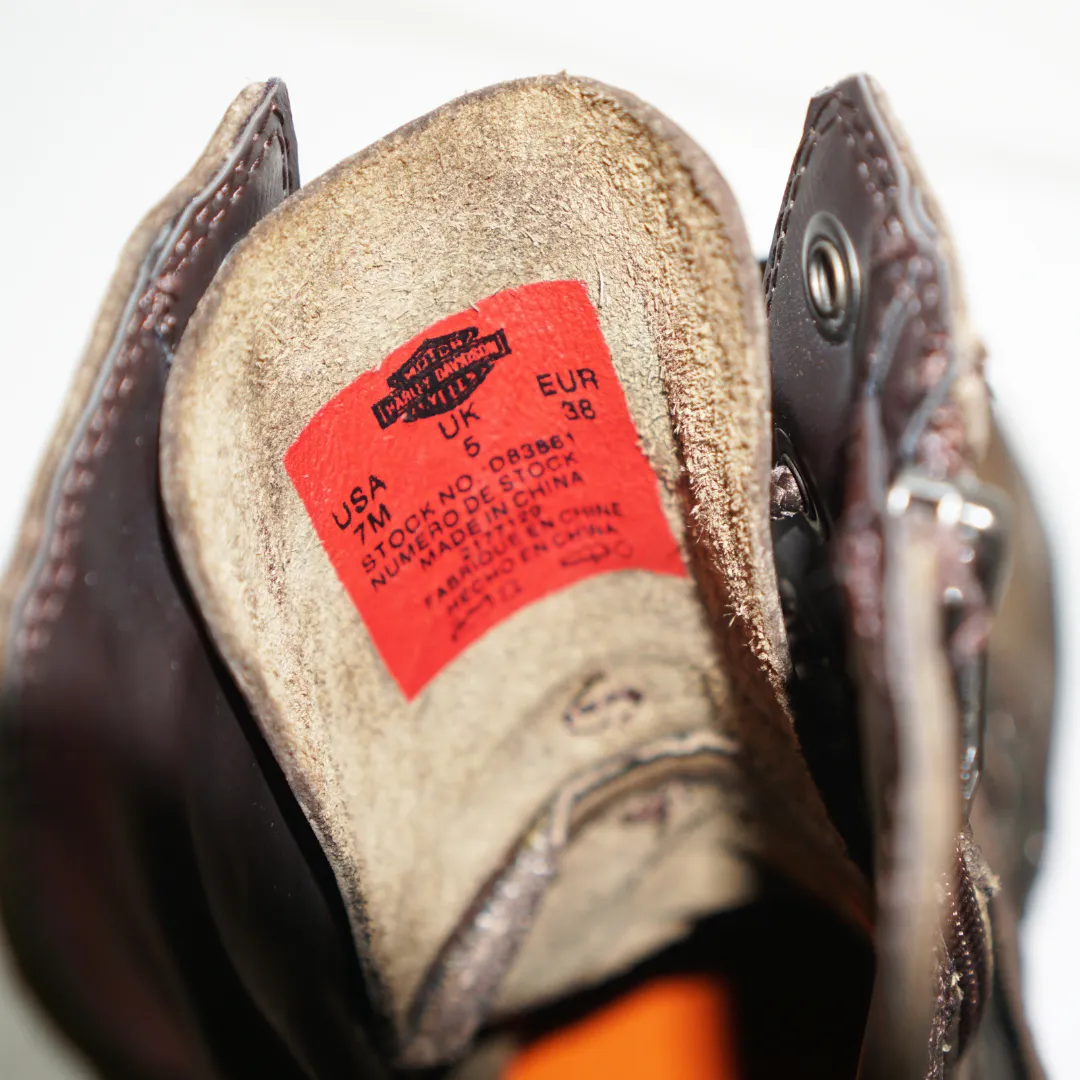 HARLEY DAVIDSON Brown Moto Combat Boots