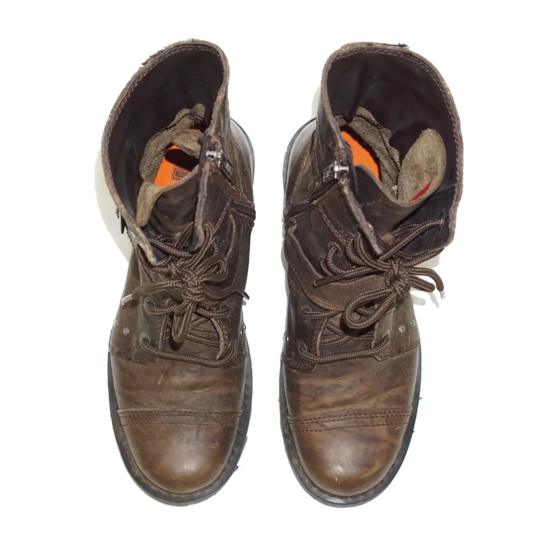 HARLEY DAVIDSON Brown Moto Combat Boots