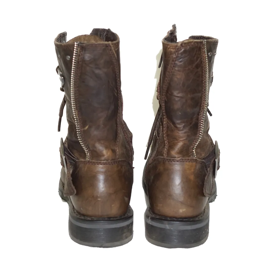 HARLEY DAVIDSON Brown Moto Combat Boots