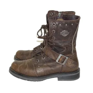 HARLEY DAVIDSON Brown Moto Combat Boots