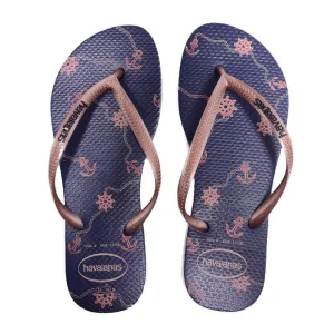 HAVAIANAS SLIM NAUTICAL - NAVY BLUE/ROSE GOLD