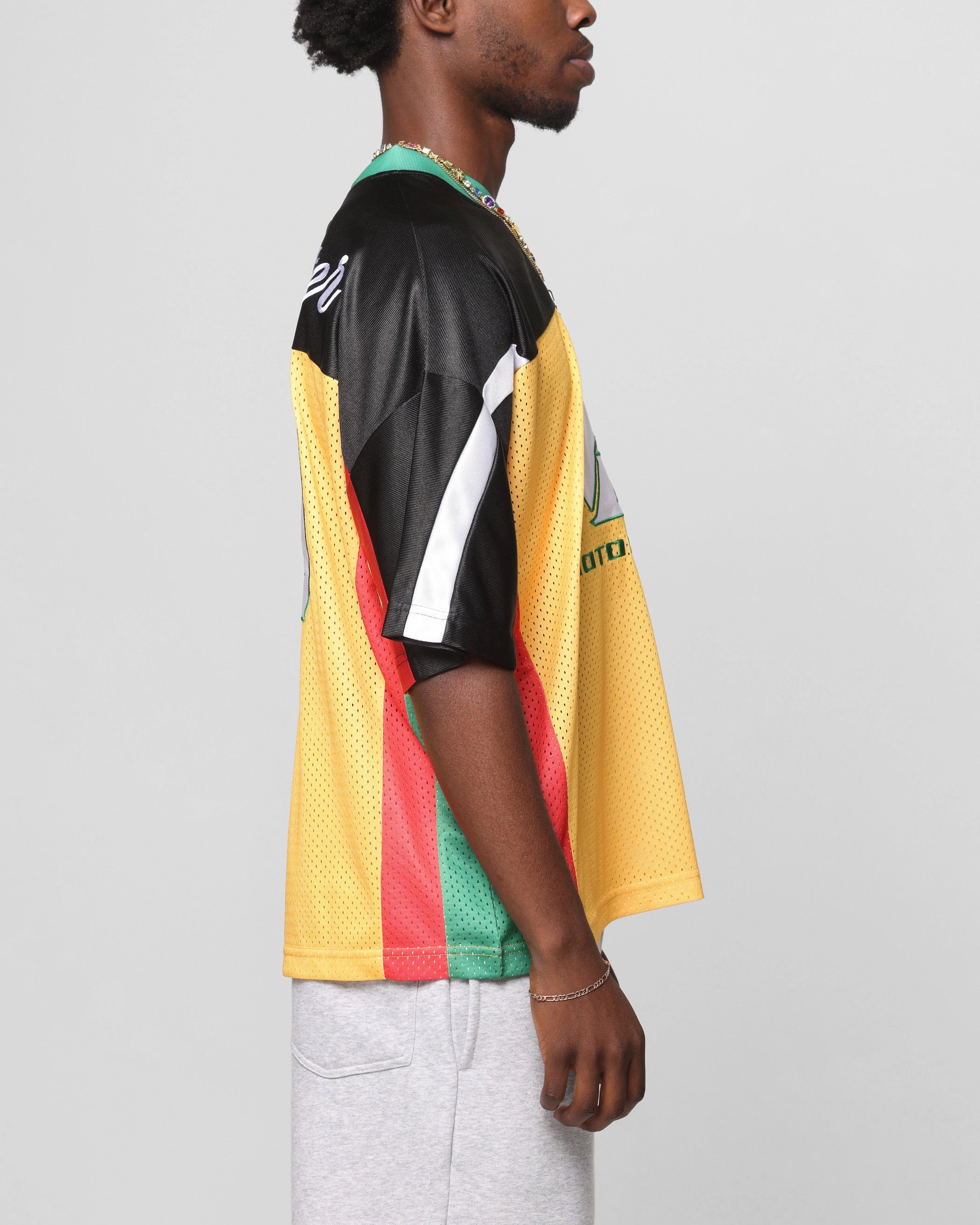 Loiter End Zone Jersey Yellow/Green/Red Minimal Design