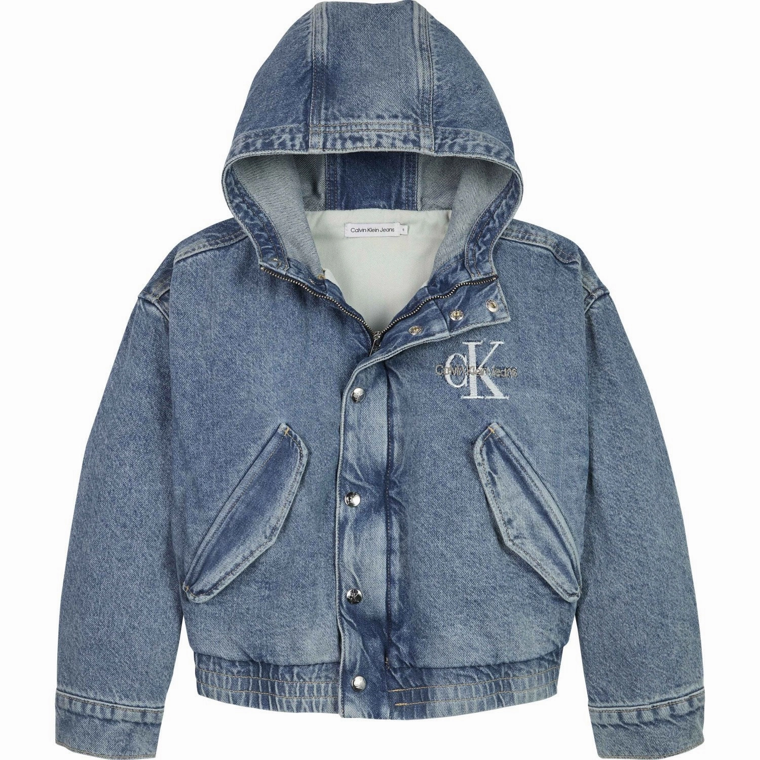 Calvin Klein Modern Blue Cf Denim Hooded Jacket Mild Weather