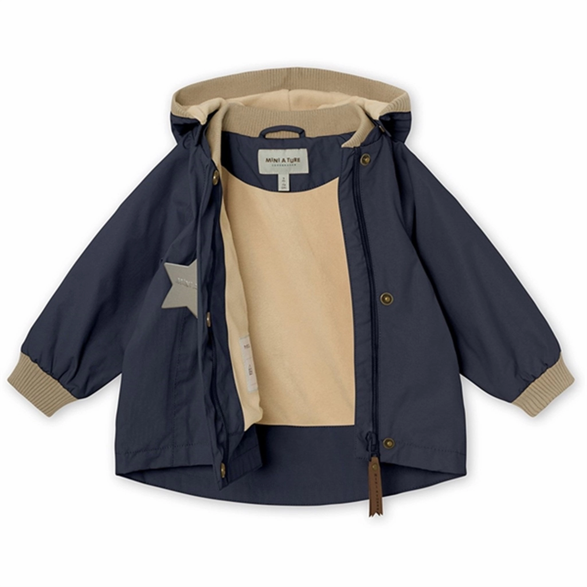 MINI A TURE Wai Spring Jacket w/Fleece Lining Ombre Blue Casual Fit Silhouette Wrinkle Free Texture