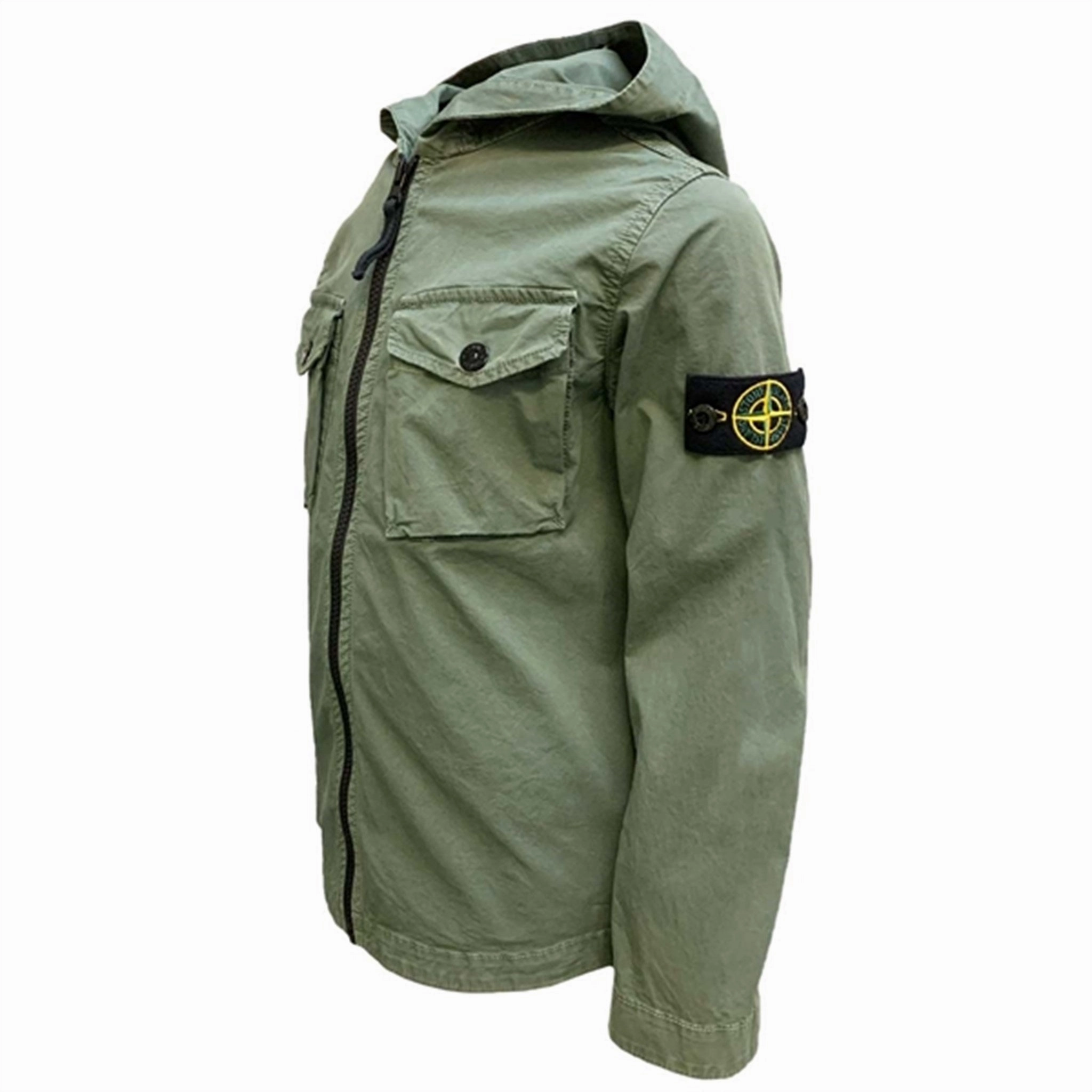 Sun Protection Fabric Articulated Sleeves Stone Island Junior Overshirt Musk Green