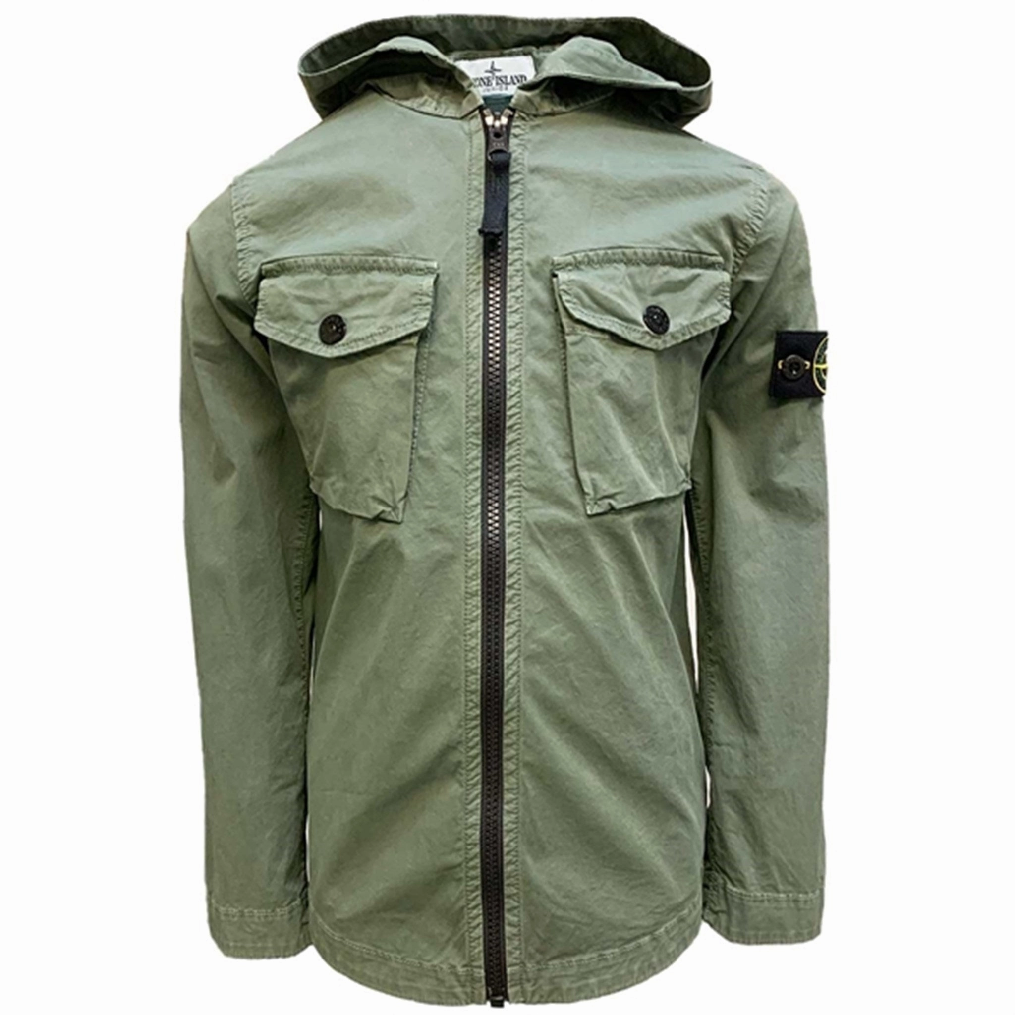 Anti Snag Fabric Anti Static Finish Stone Island Junior Overshirt Musk Green