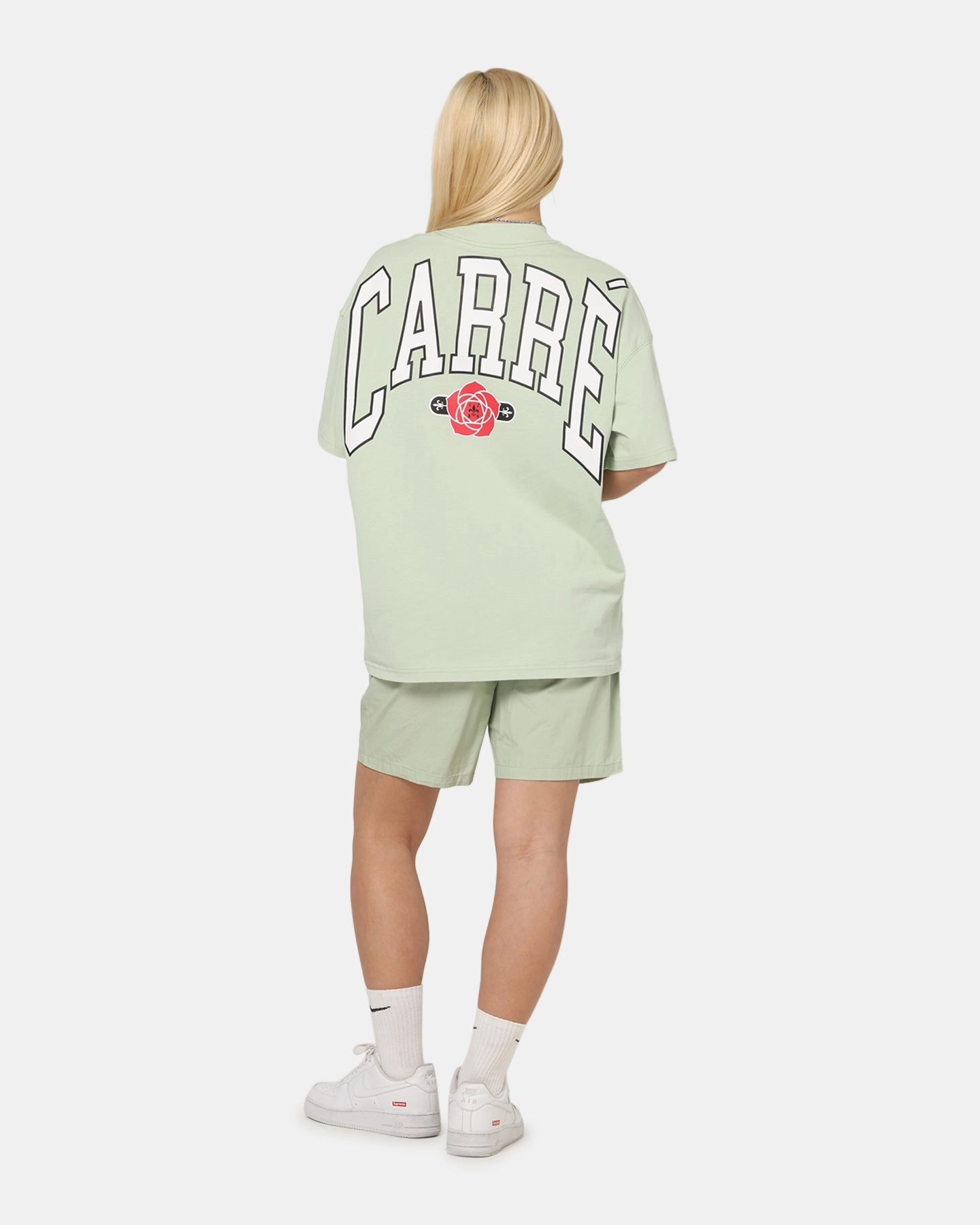 Fresh Style Trend soft fit Carre Rose Oversized T-Shirt Sage