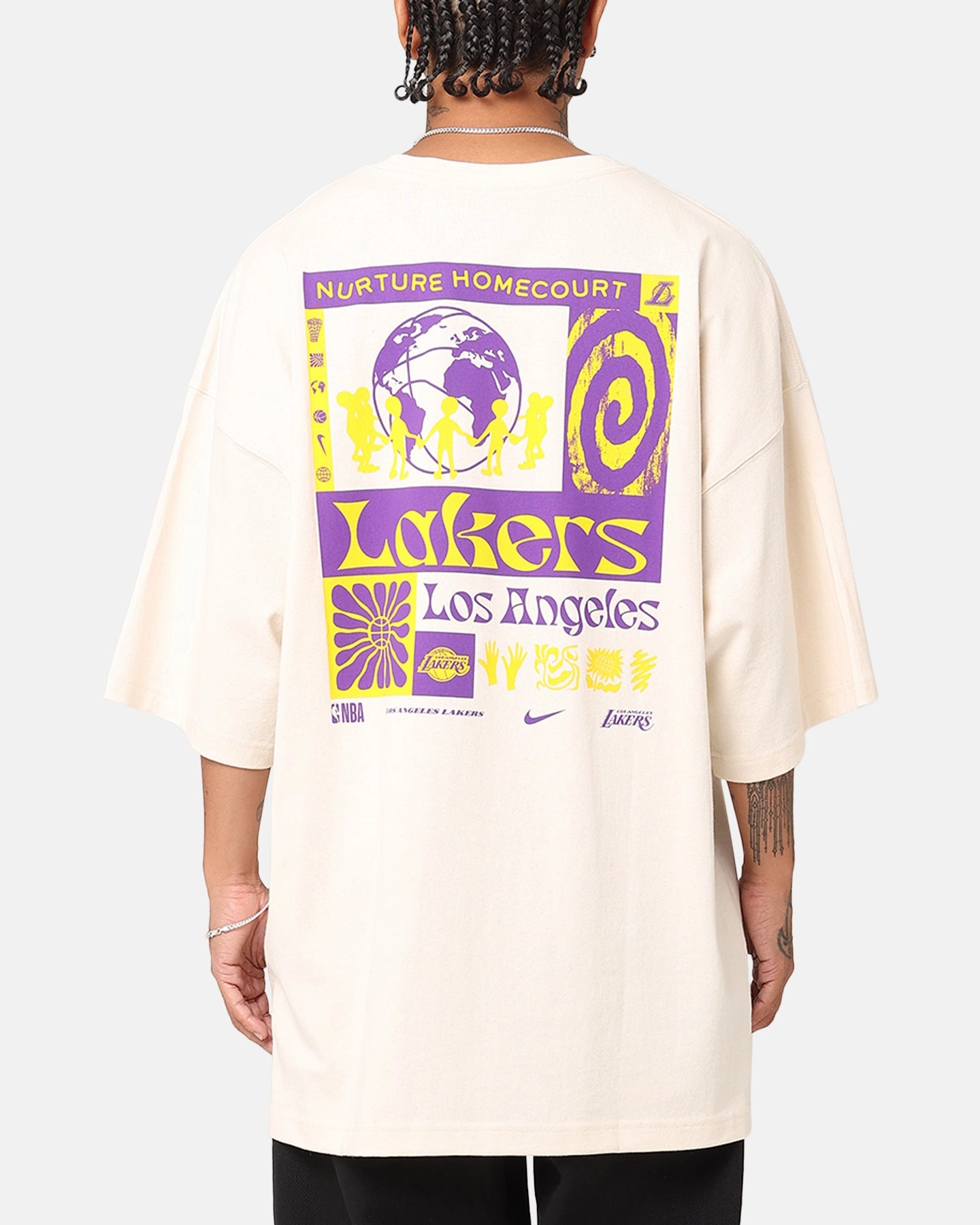 Nike Los Angeles Lakers NBA Courtside Oversized T-Shirt Pure Fade Resistant Print Basic Comfort
