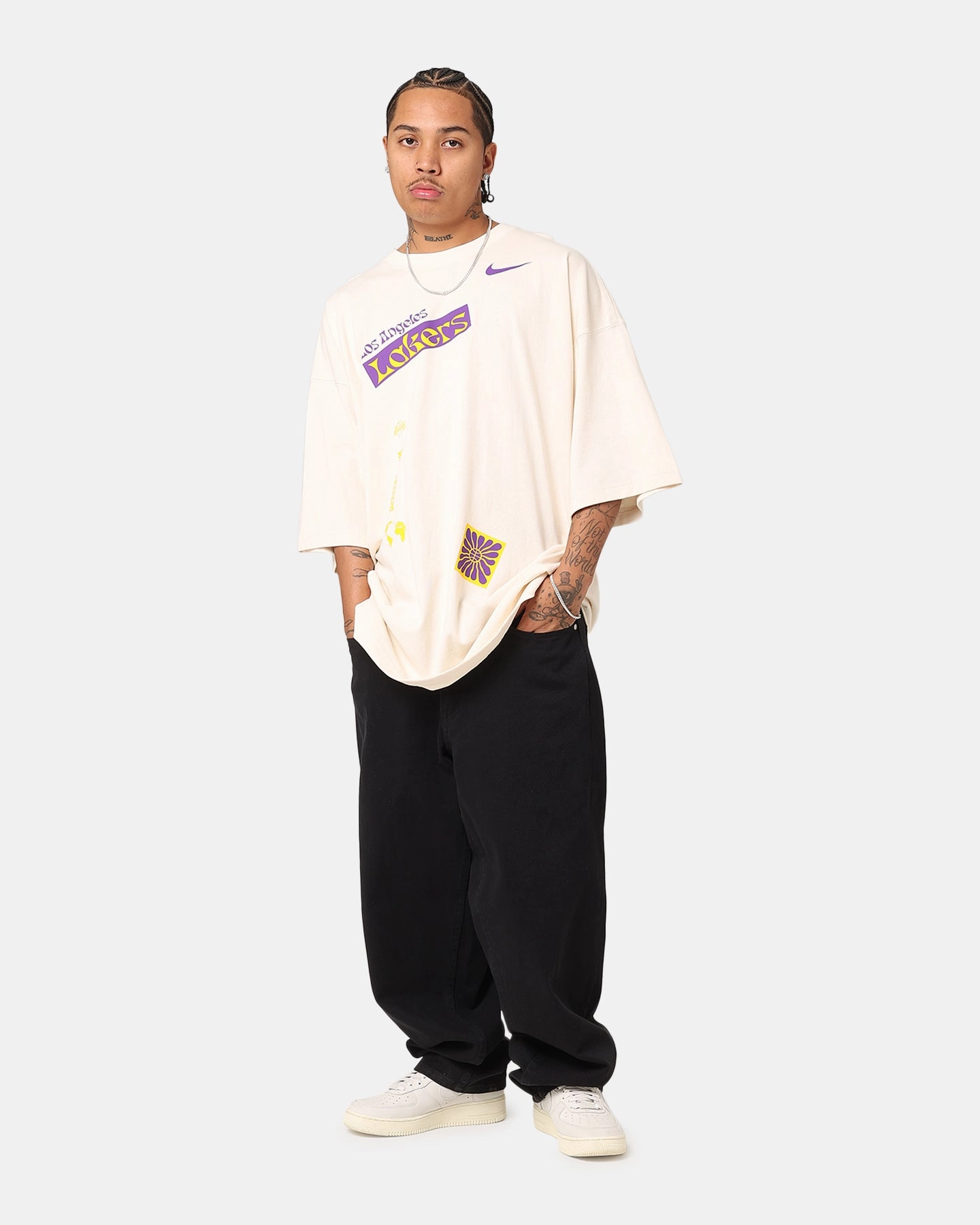 Nike Los Angeles Lakers NBA Courtside Oversized T-Shirt Pure quick dry
