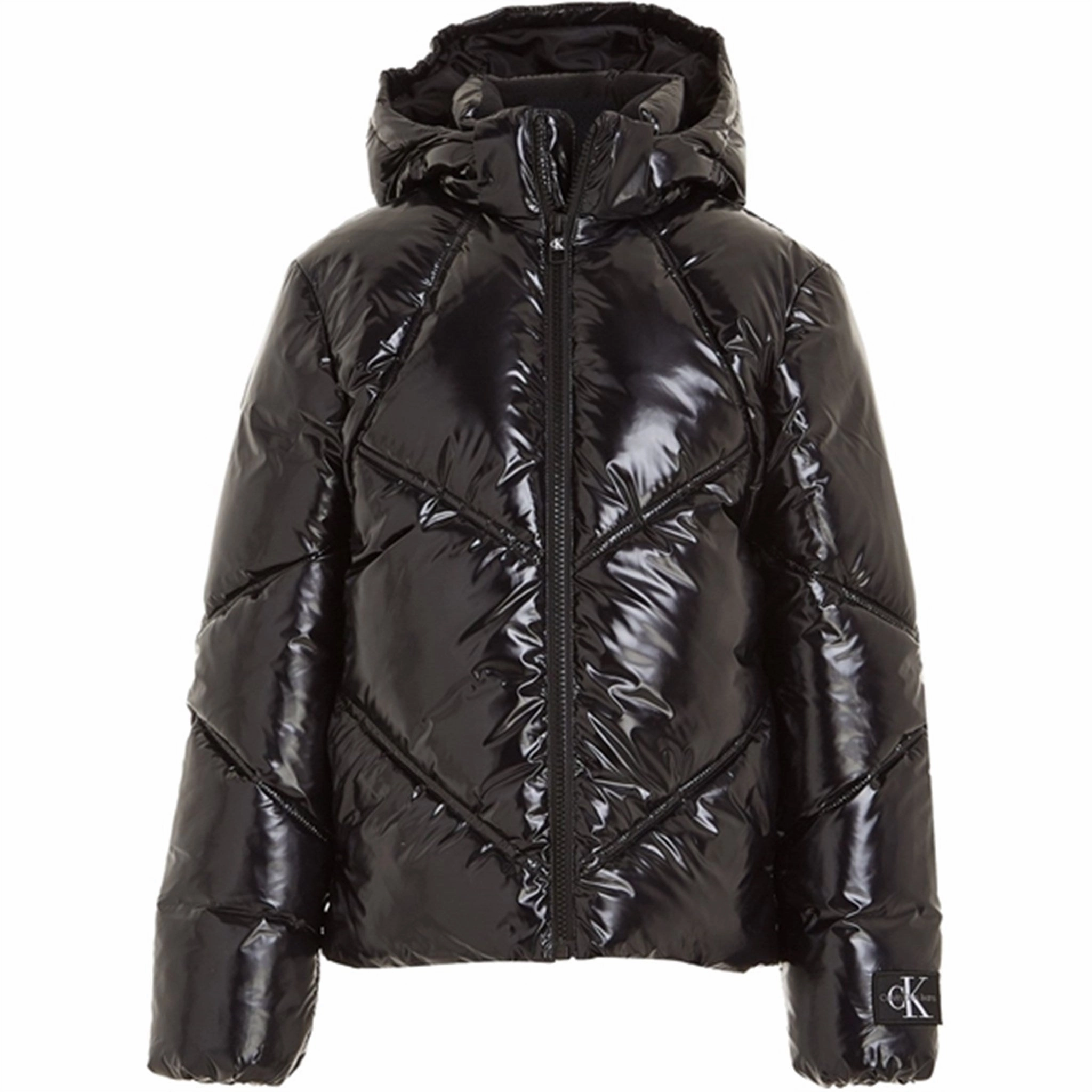 Easy Care Fabric Sporty Chic Calvin Klein Glossy Cut Seams Puffer Jacket Ck Black