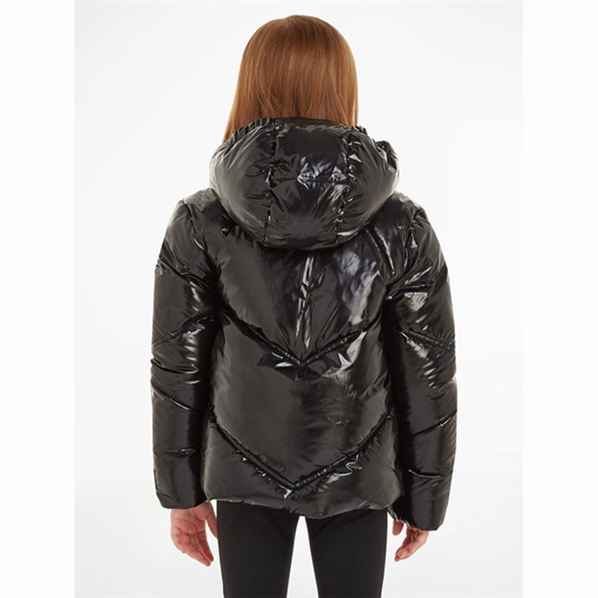 WeatherproofCoating Elastic Cuff Adjustment Calvin Klein Glossy Cut Seams Puffer Jacket Ck Black