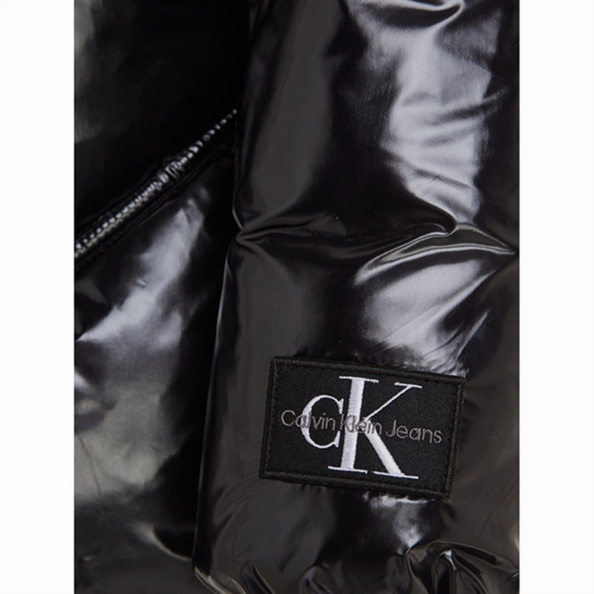 Calvin Klein Glossy Cut Seams Puffer Jacket Ck Black Ethical Manufacturing LaserCut Vents