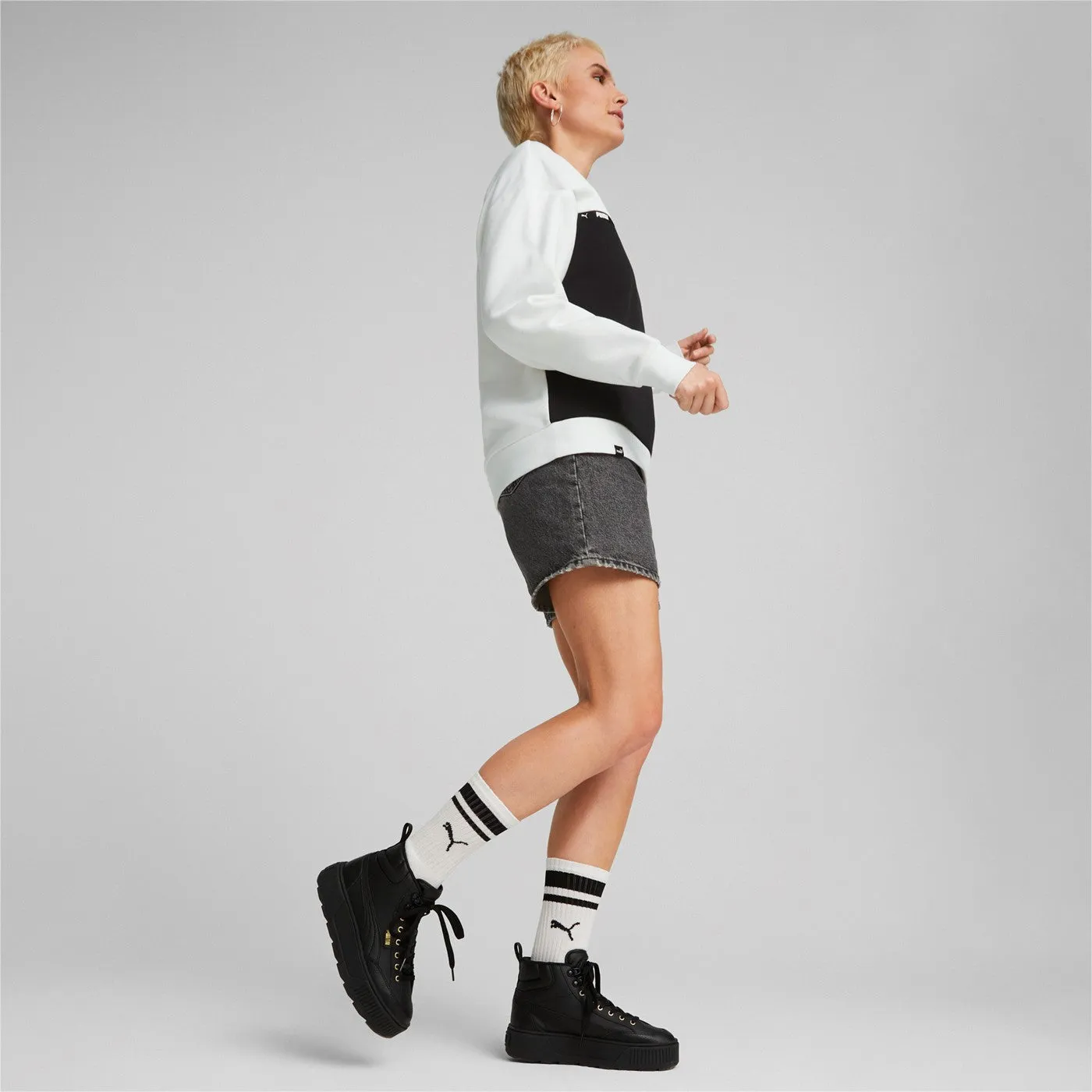 Puma scarpa sneakers da donna alta con zeppa Karmen Mid 385857 02 nero Neutral Footbed evening runner