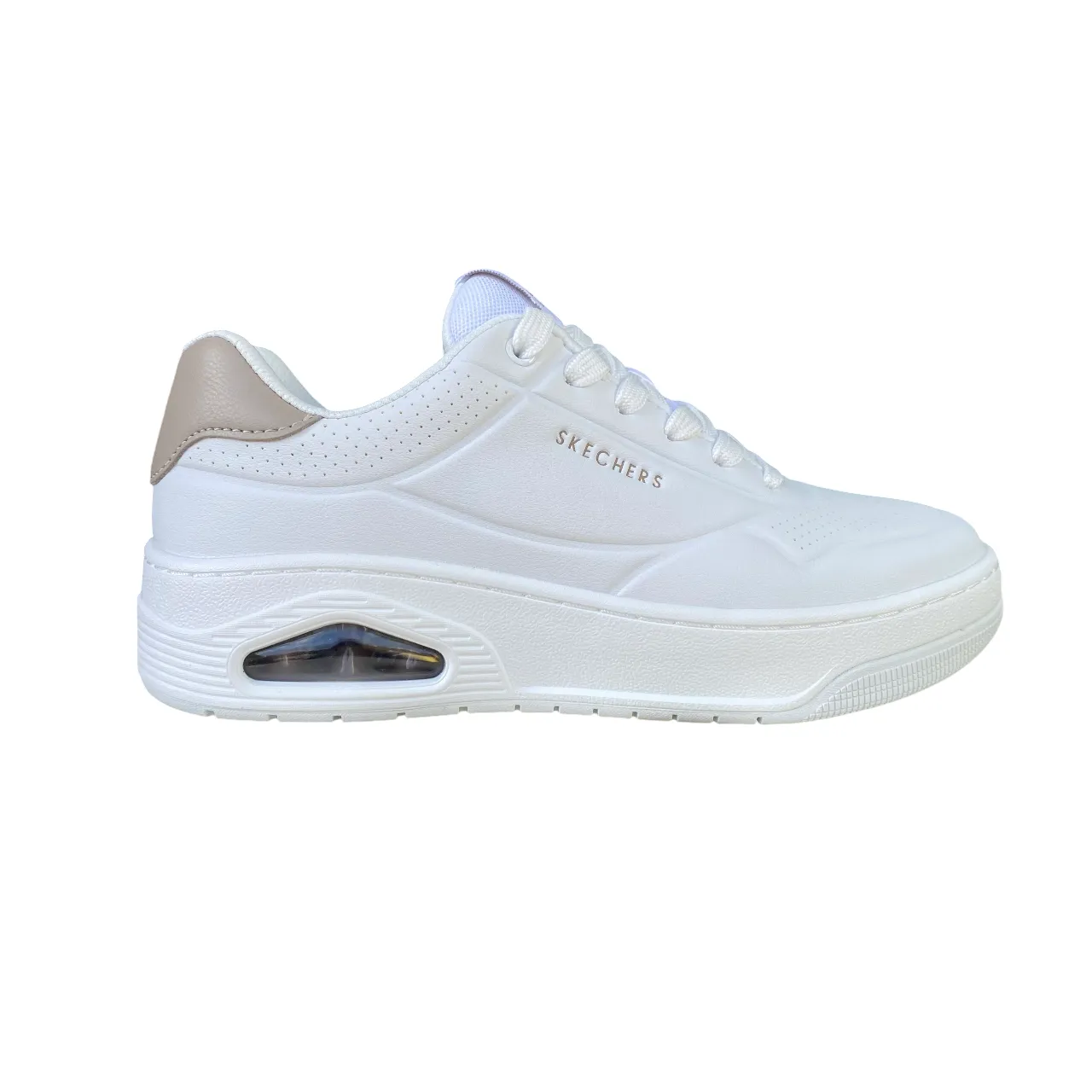 Skechers scarpa sneakers da donna Uno Court Fast Break 177705/WHT bianco hard - sole - feature shoes Micro Perforated Upper
