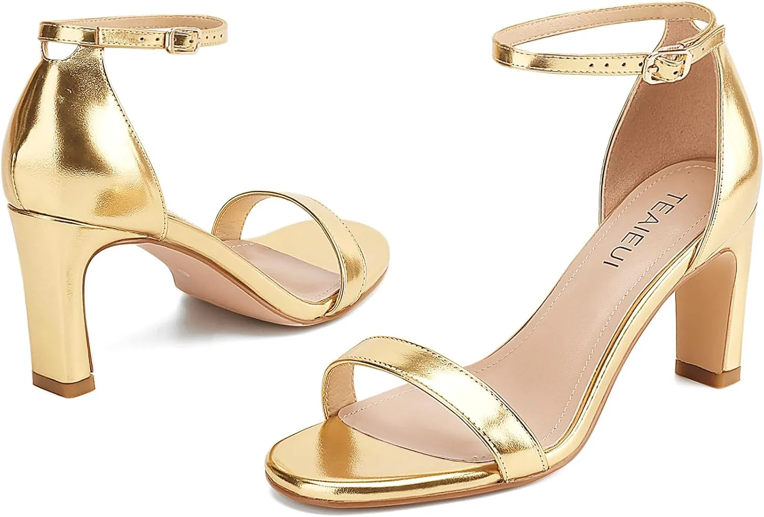 Heels for Women Round Toe Heeled Sandals Chunky High Heels with Ankle Strap Heels for Women Dressy Block Heels