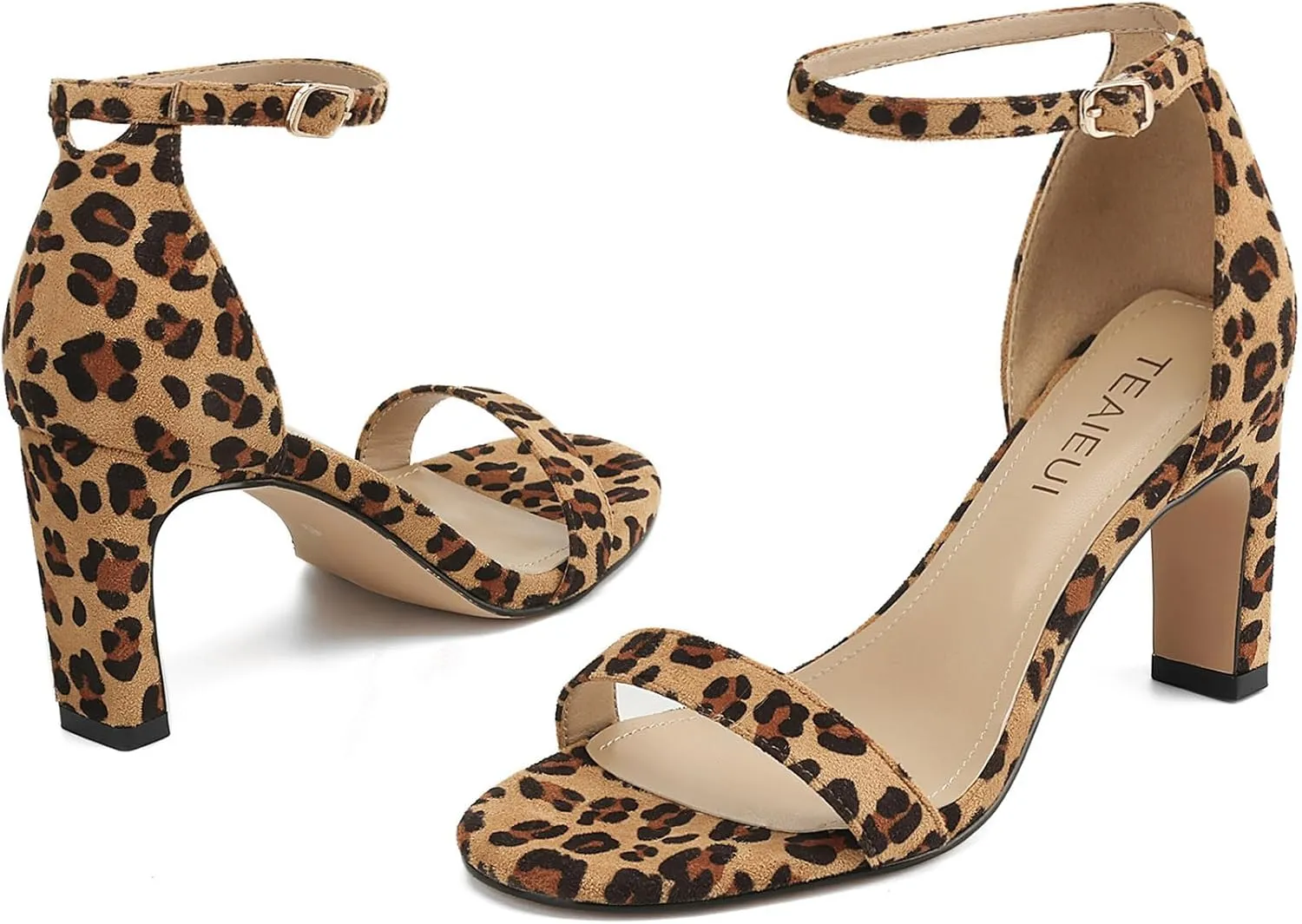 Heels for Women Round Toe Heeled Sandals Chunky High Heels with Ankle Strap Heels for Women Dressy Block Heels