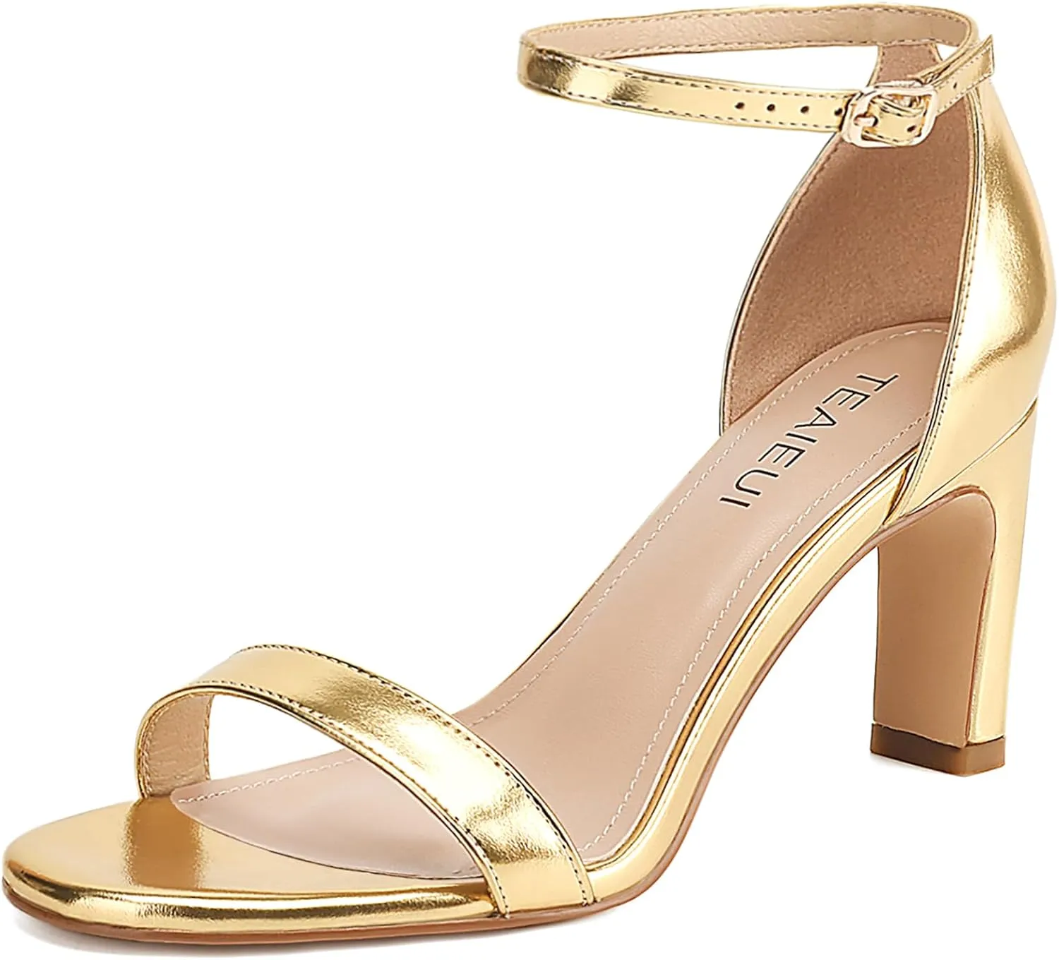 Heels for Women Round Toe Heeled Sandals Chunky High Heels with Ankle Strap Heels for Women Dressy Block Heels