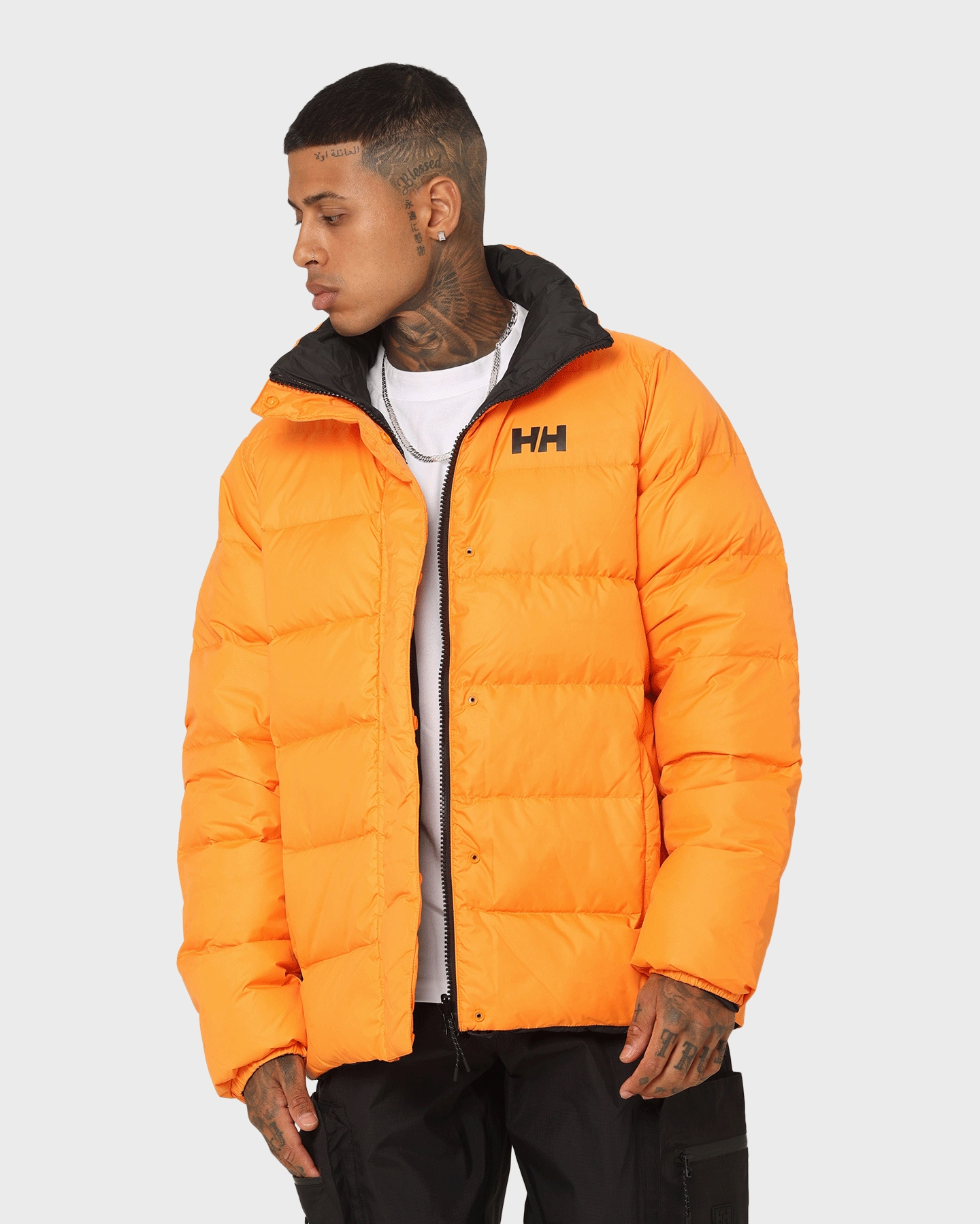 Helly Hansen HH Reversible Down Puffer Jacket Poppy Orange design Windproof Construction