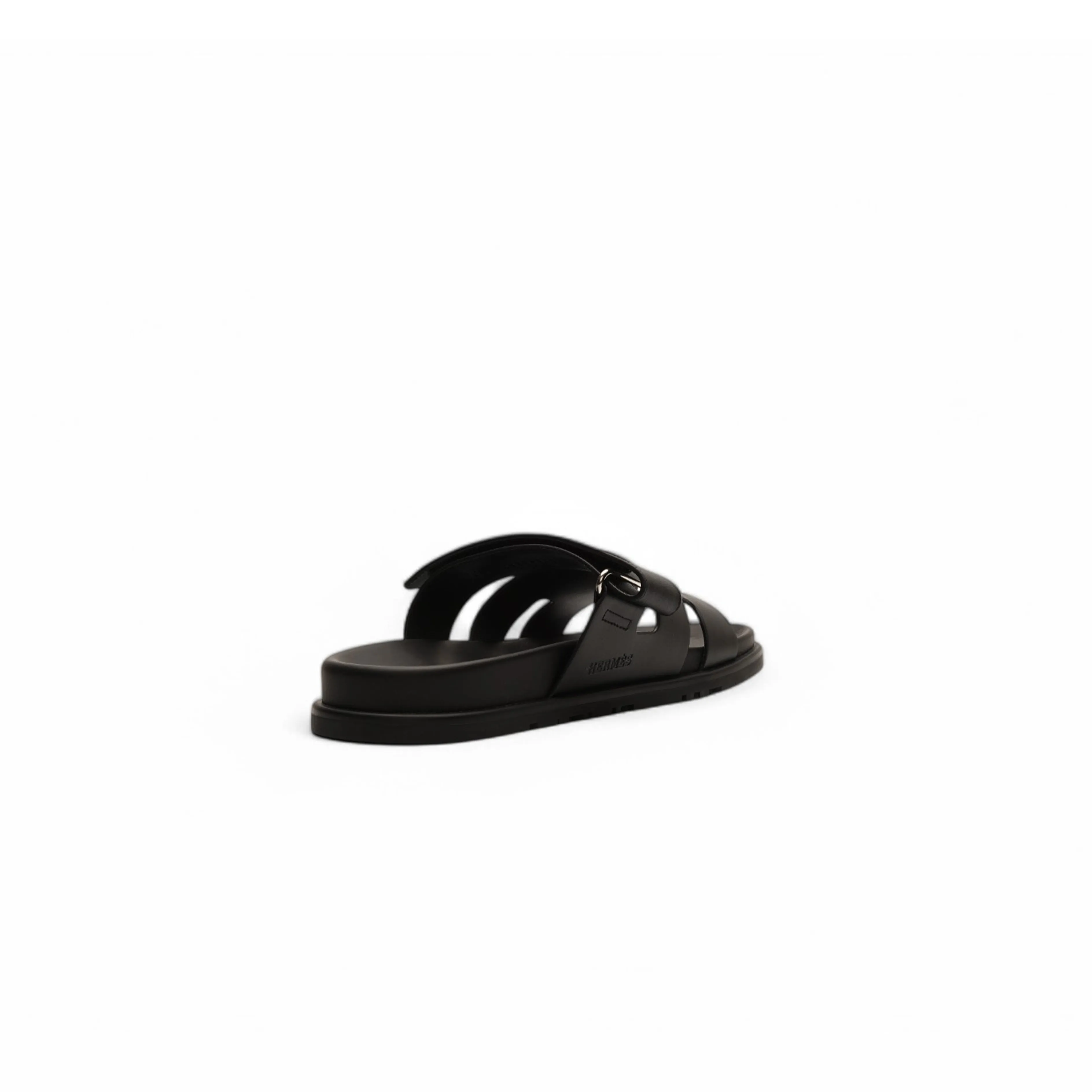 Hermes Chypre Sandal Noir Calfskin Leather (M) Black