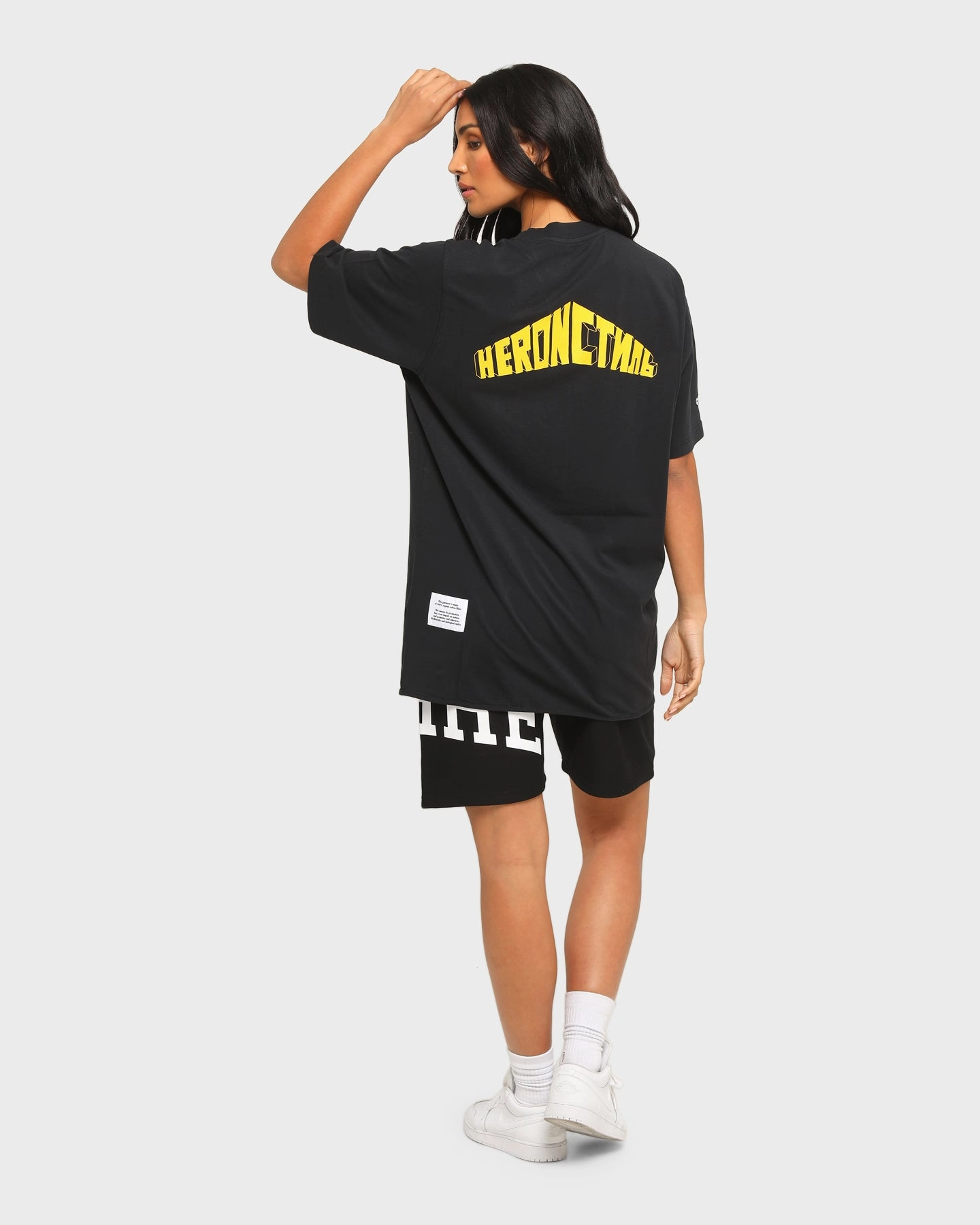 Comfortable Casual Heron Preston Oversized Style Logo Short Sleeve T-Shirt Black