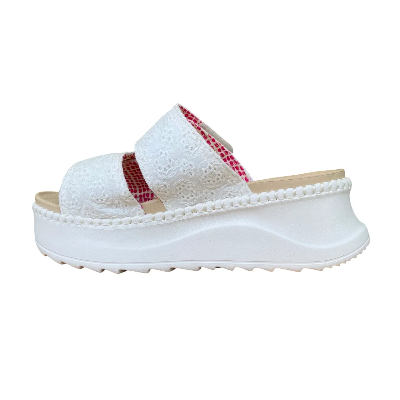 Silver Glow Everywhere Fit Hey Dude sandalo da donna Delray slide surf baja 43210-100 bianco