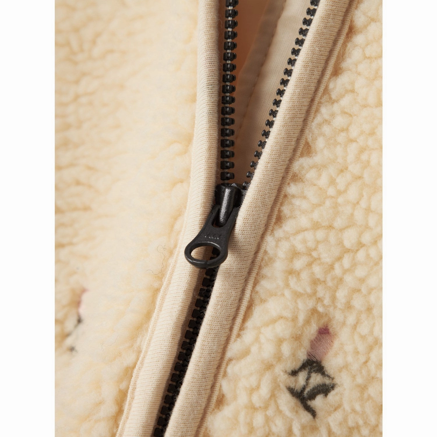 Lil'Atelier Bleached Sand Nalo Loose Sherpa Jacket Bright Color Secure Chest Pocket