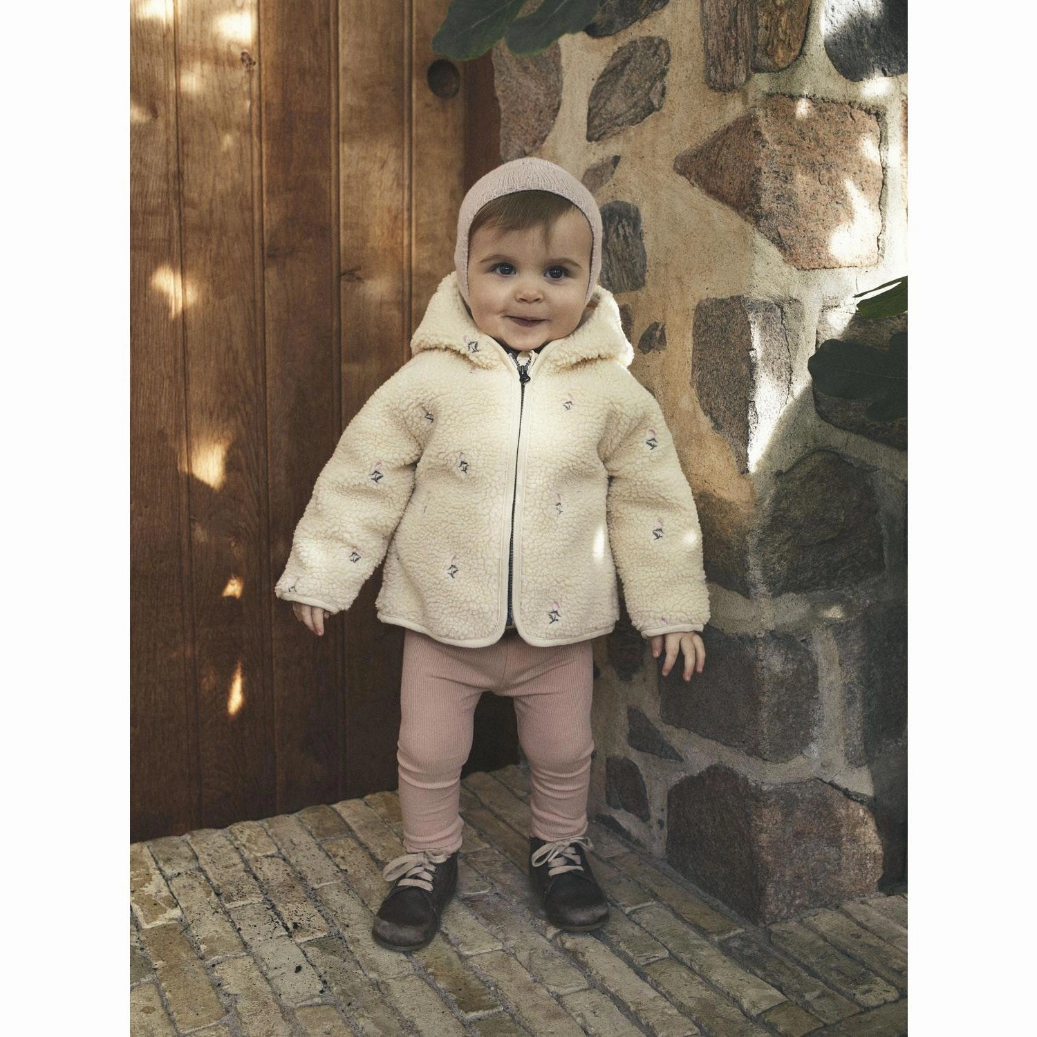 Lil'Atelier Bleached Sand Nalo Loose Sherpa Jacket All Weather Protection Elegant Evening