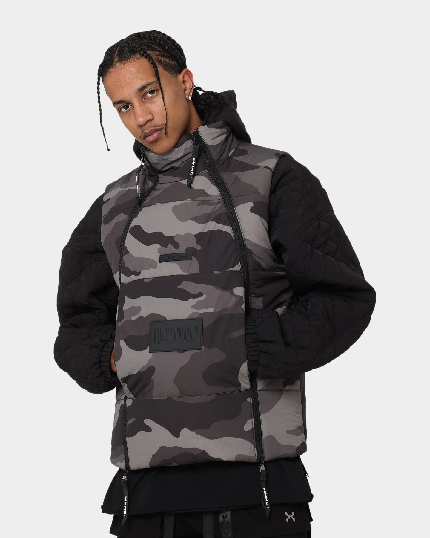DXXMLife L-3 Chainge$ Puffer Vest Grey/Camo Breathable Mesh Panels