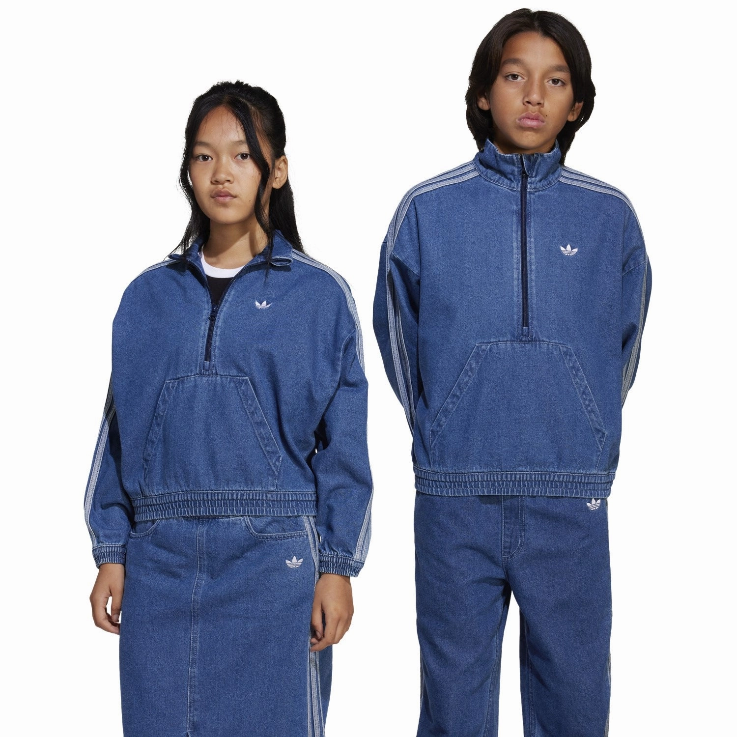 adidas Originals Medium Blue Denim Jacket Reinforced Shoulder Protection Layered Insulation