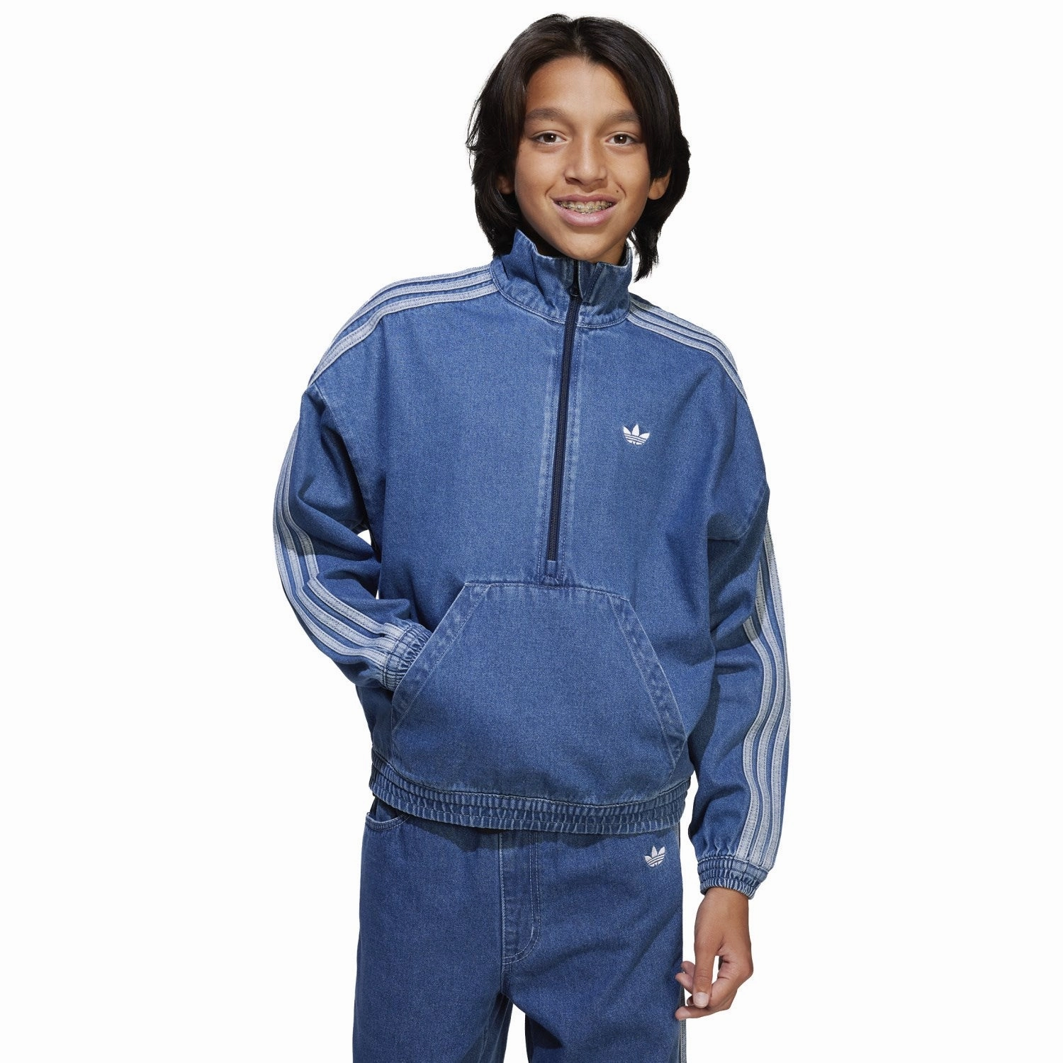 Hypoallergenic Interior Light Reflective Zippers adidas Originals Medium Blue Denim Jacket