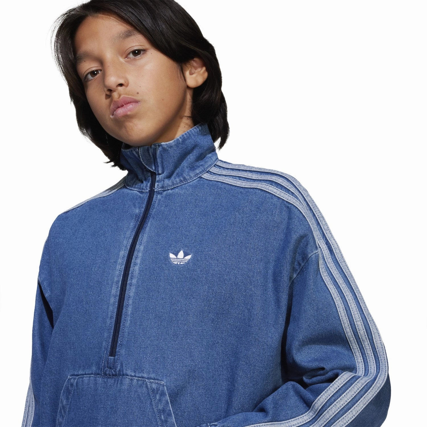 Ergonomic Shoulder Cut Odor Resistant Coating adidas Originals Medium Blue Denim Jacket