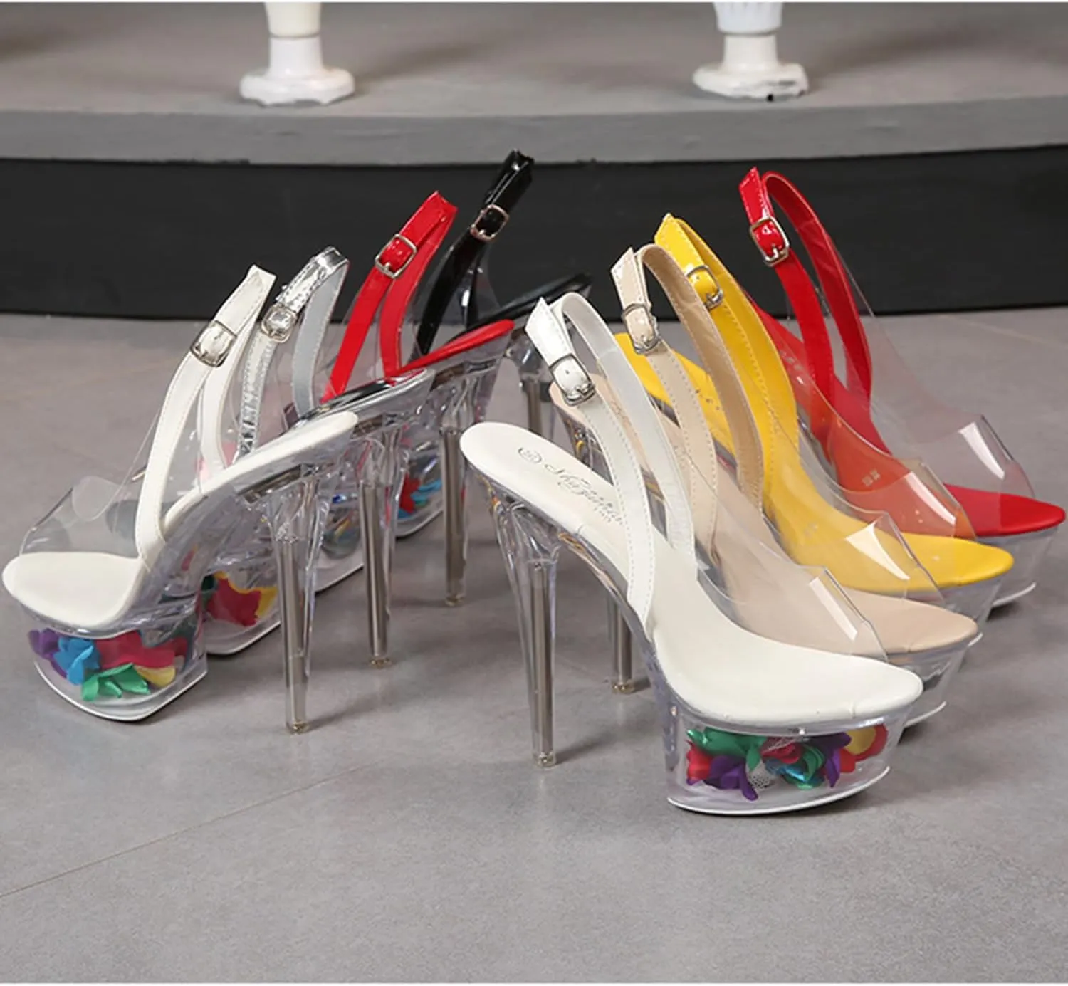 high heels Ankle Strap Fluffy Platform Heels for Women Sexy Sandals High- heeled Shoes Women Stiletto Durable Dress Sandals