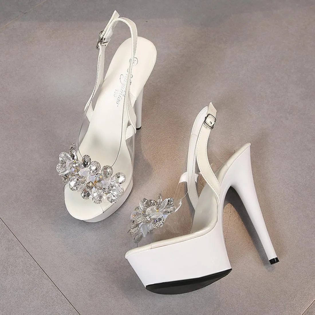 high heels Ankle Strap Fluffy Platform Heels for Women Sexy Sandals High- heeled Shoes Women Stiletto Durable Dress Sandals
