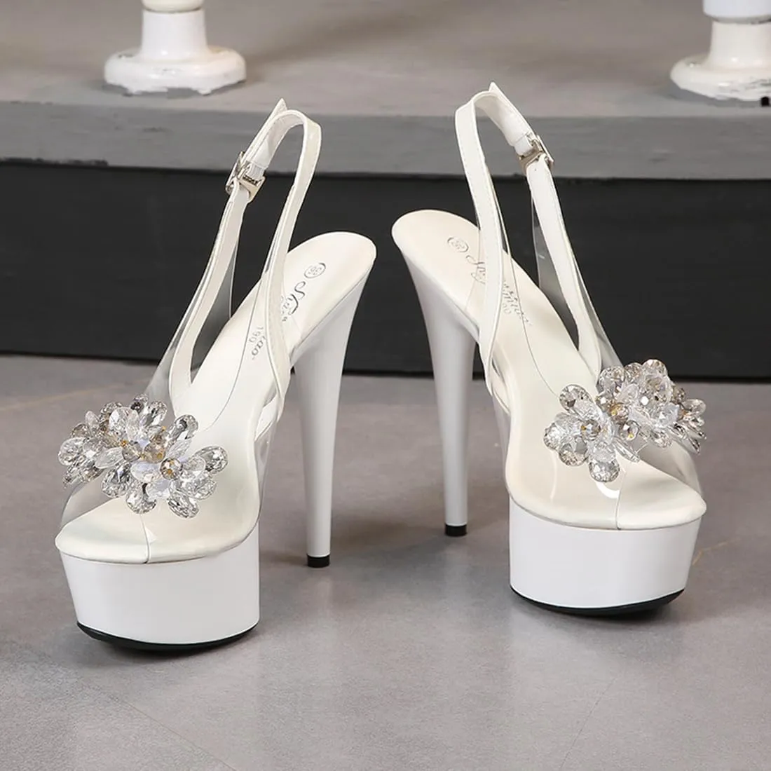 high heels Ankle Strap Fluffy Platform Heels for Women Sexy Sandals High- heeled Shoes Women Stiletto Durable Dress Sandals