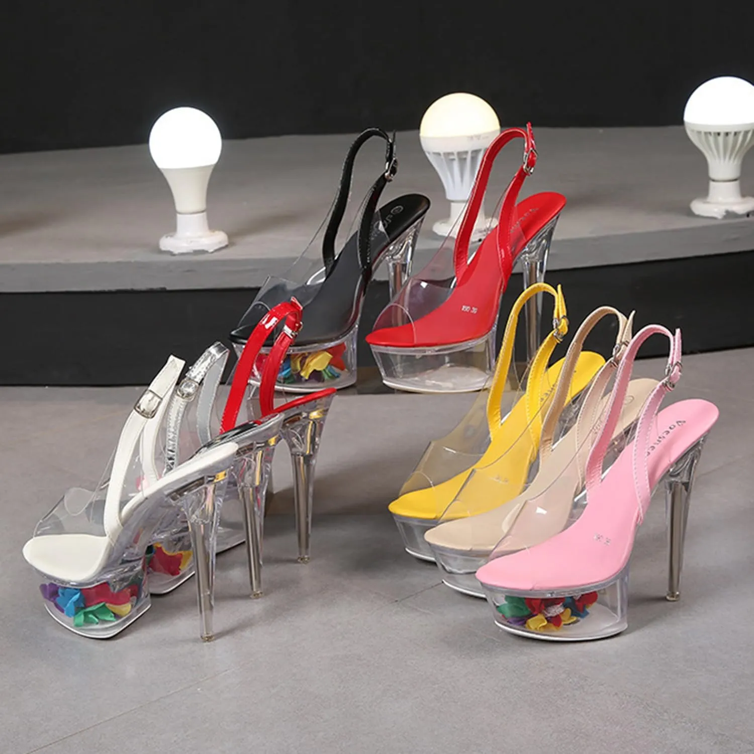 high heels Ankle Strap Fluffy Platform Heels for Women Sexy Sandals High- heeled Shoes Women Stiletto Durable Dress Sandals