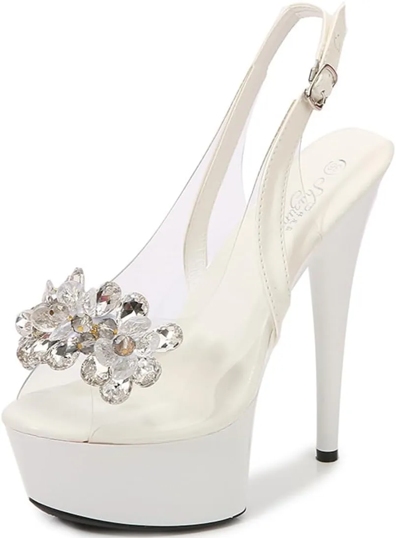 high heels Ankle Strap Fluffy Platform Heels for Women Sexy Sandals High- heeled Shoes Women Stiletto Durable Dress Sandals