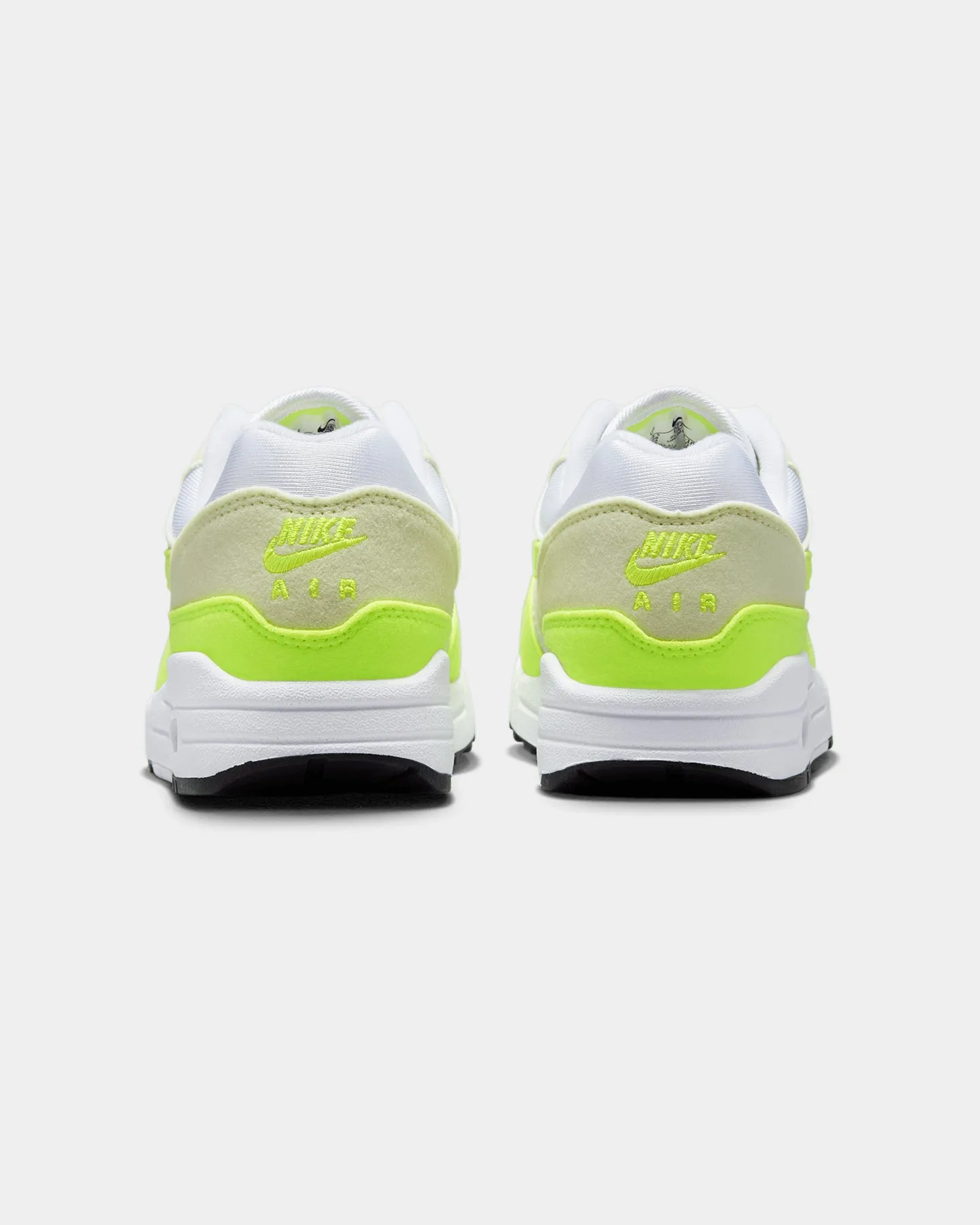 Nike Women's Air Max 1 '87 "Volt Suede" White/Volt-Sea running in a park shoes Wrap Around Heel Support