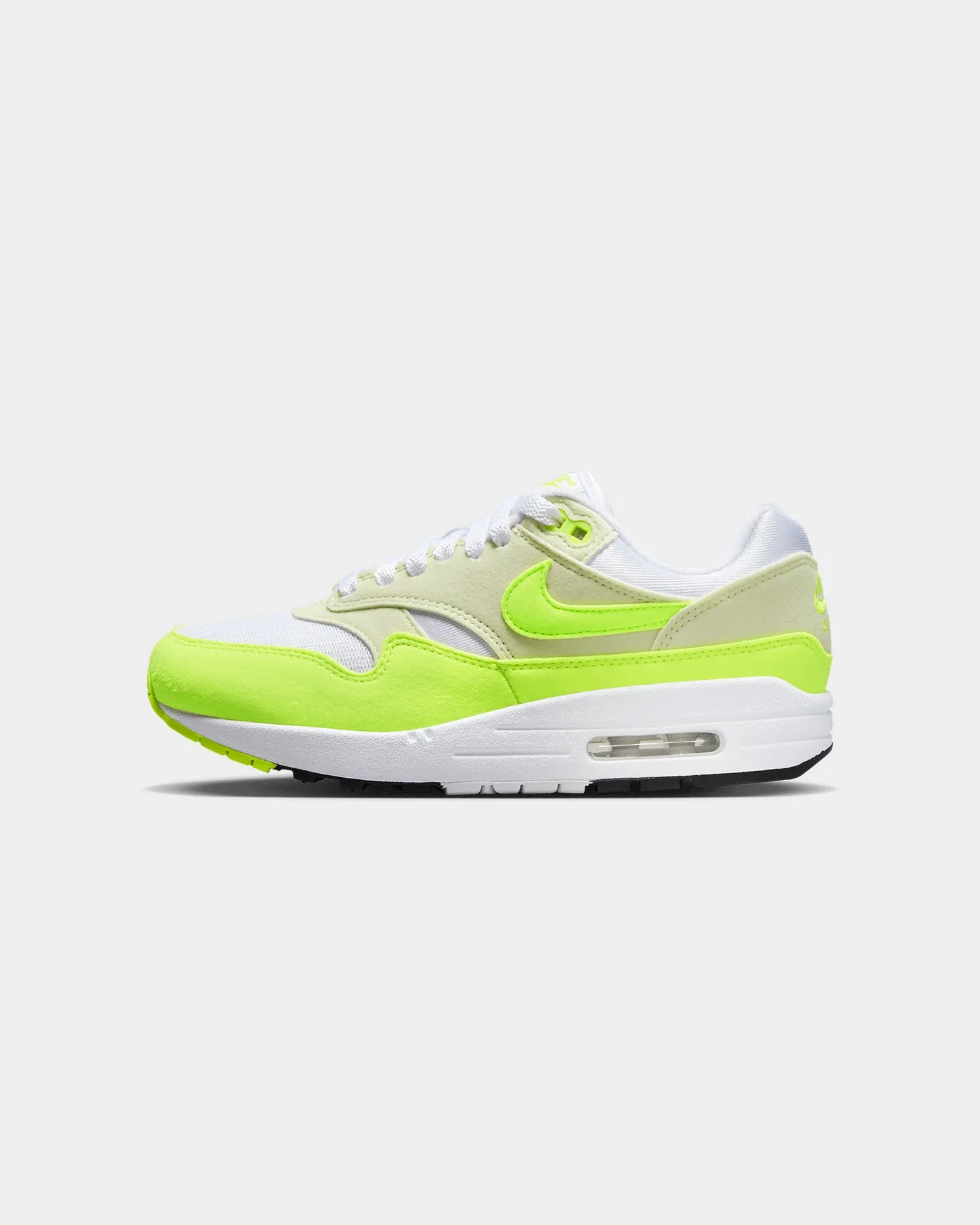 running shoes for advanced runners Nike Women's Air Max 1 '87 "Volt Suede" White/Volt-Sea